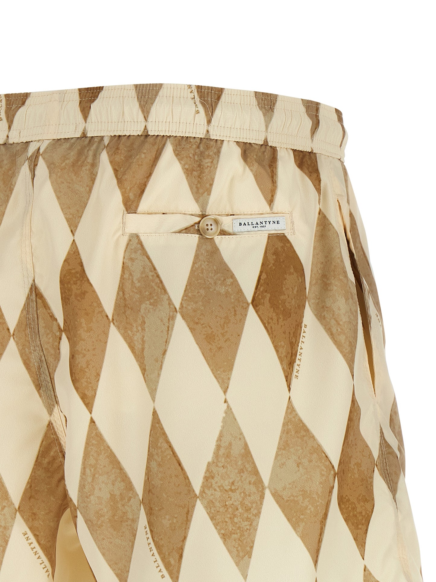 Swim Shorts by Ballantyne for men in polyester & mesh beige, patterned & print features a refined silhouette, showcasing the premium design of this Men's Polyester & Mesh Swim Shorts.