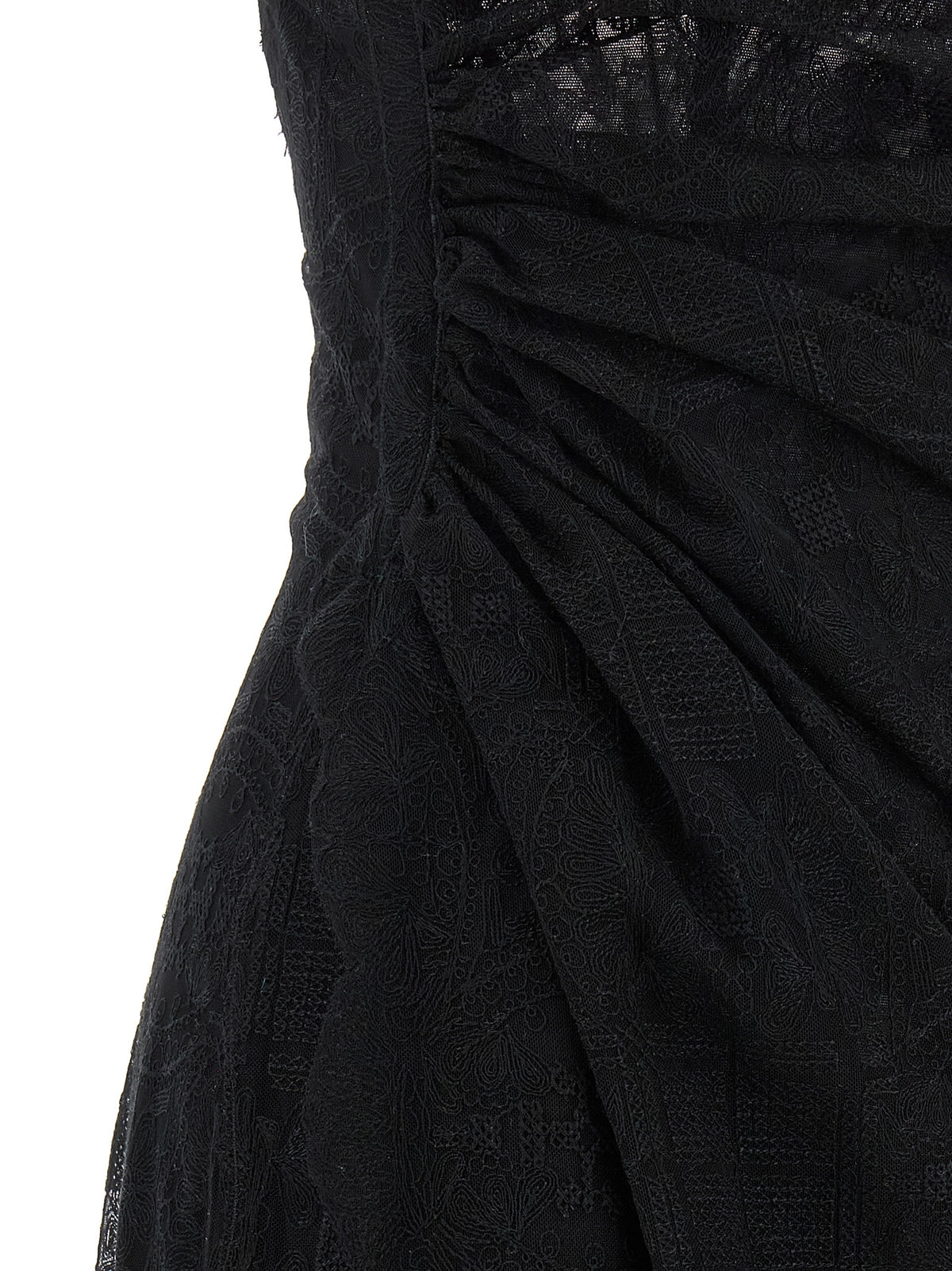 Dress by Ermanno Scervino for women in polyamide polyester & lace black features a dramatic silhouette, showcasing an elegant and that flows into a dramatic long.