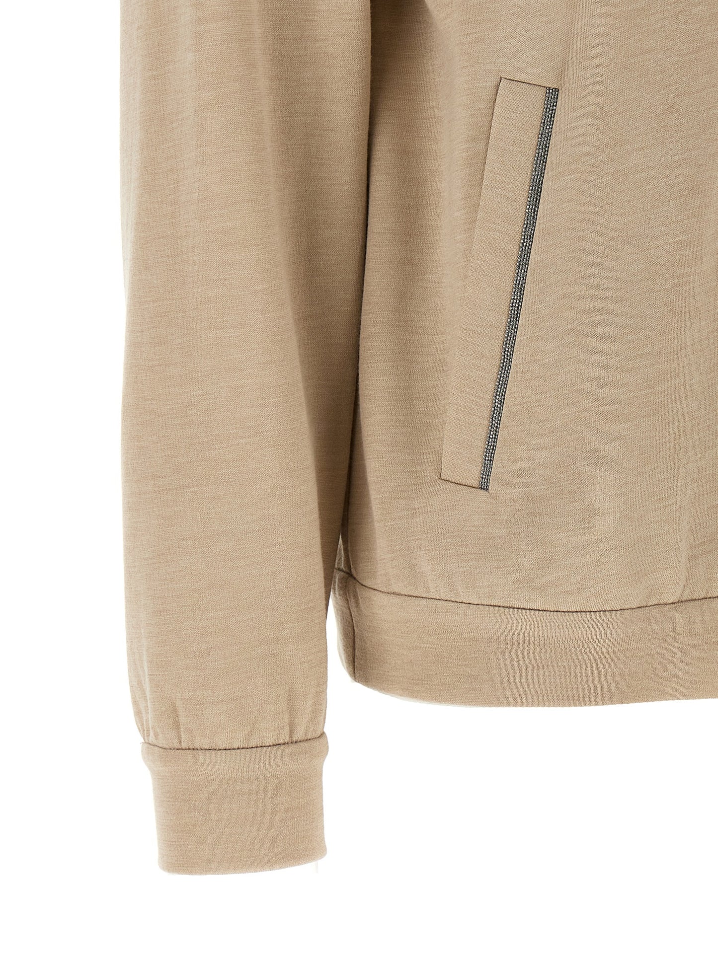 Sweatshirt Hoodie by Brunello Cucinelli for women in polyamide cotton silk beige & natural features an avant-garde silhouette, showcasing a sophisticated and detail for a truly avant-garde finish.