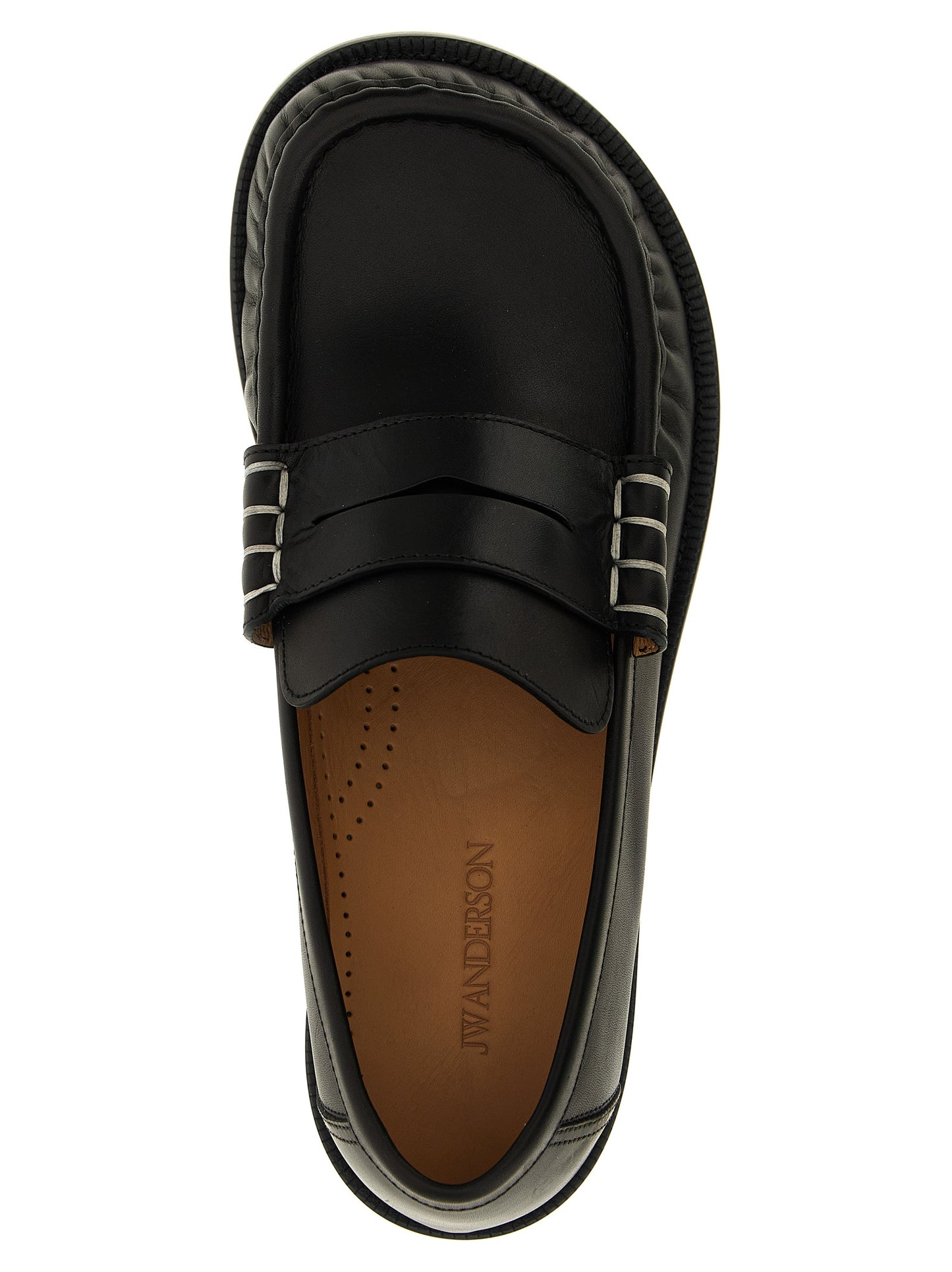 J.W.Anderson Men's Calfskin Leather Loafer Slip-On Shoes - Black