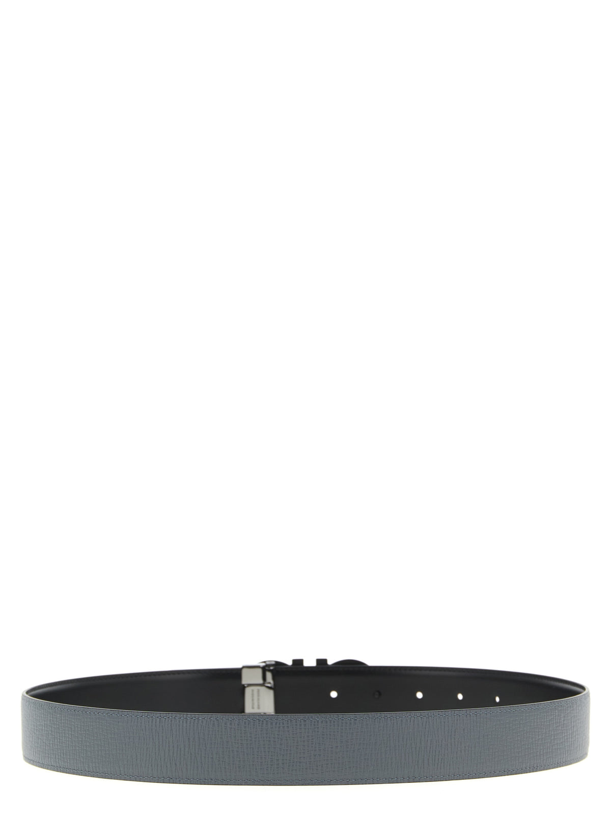 Ferragamo Gancini Calfskin Leather Belt - Black Gray