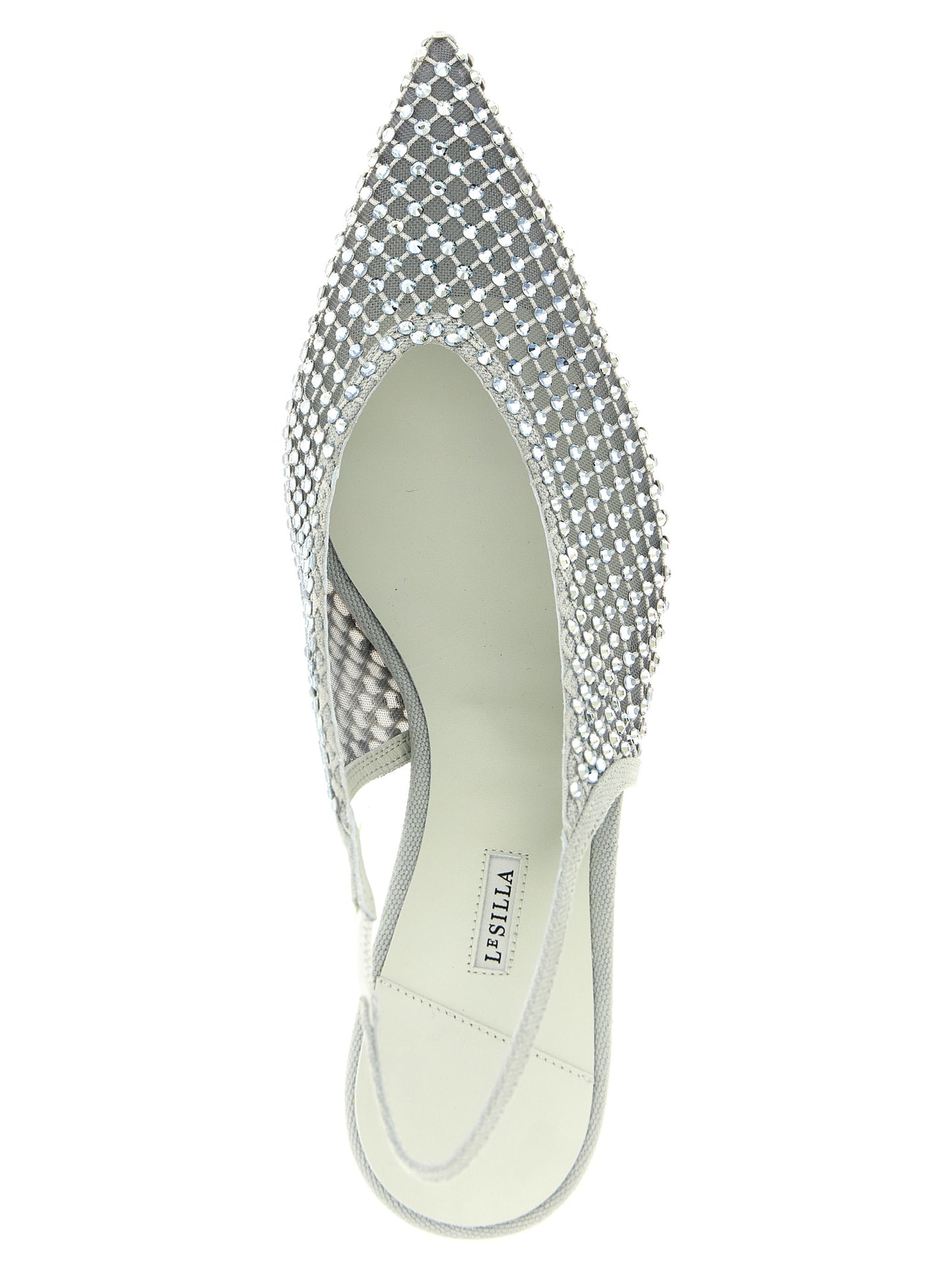 This Mid-Heel Stiletto Slingback Pumps Heels by LE SILLA for women in polyamide polyester cotton canvas gray, silver & transparent presents a effortlessly chic silhouette from the Women's Polyamide Polyester Cotton Canvas Mid-Heel Stiletto Slingback Pumps Heels collection, featuring a effortlessly chic stiletto mid-heel and effortlessly chic pointed toe style.