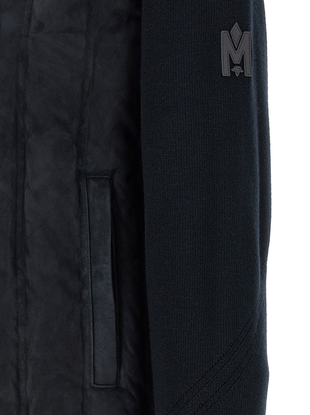 Mackage Men's Quilted Padded Virgin Wool & Suede Leather Overcoat - Blue