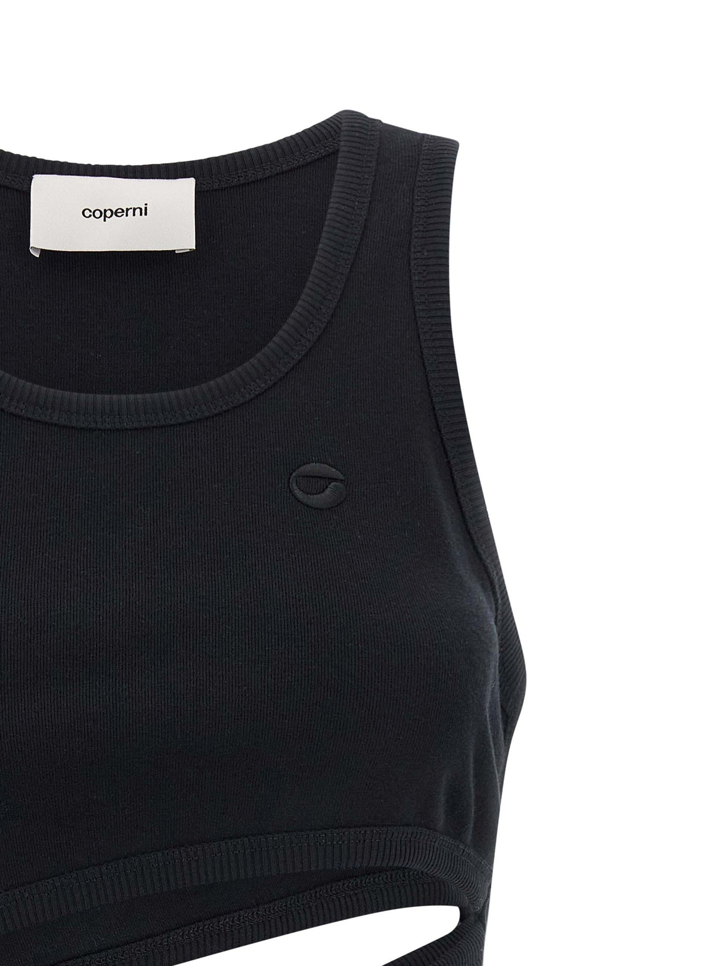 Tank Top by Coperni for women in organic cotton black showcases a sublime silhouette, with and details for a sublime finish.