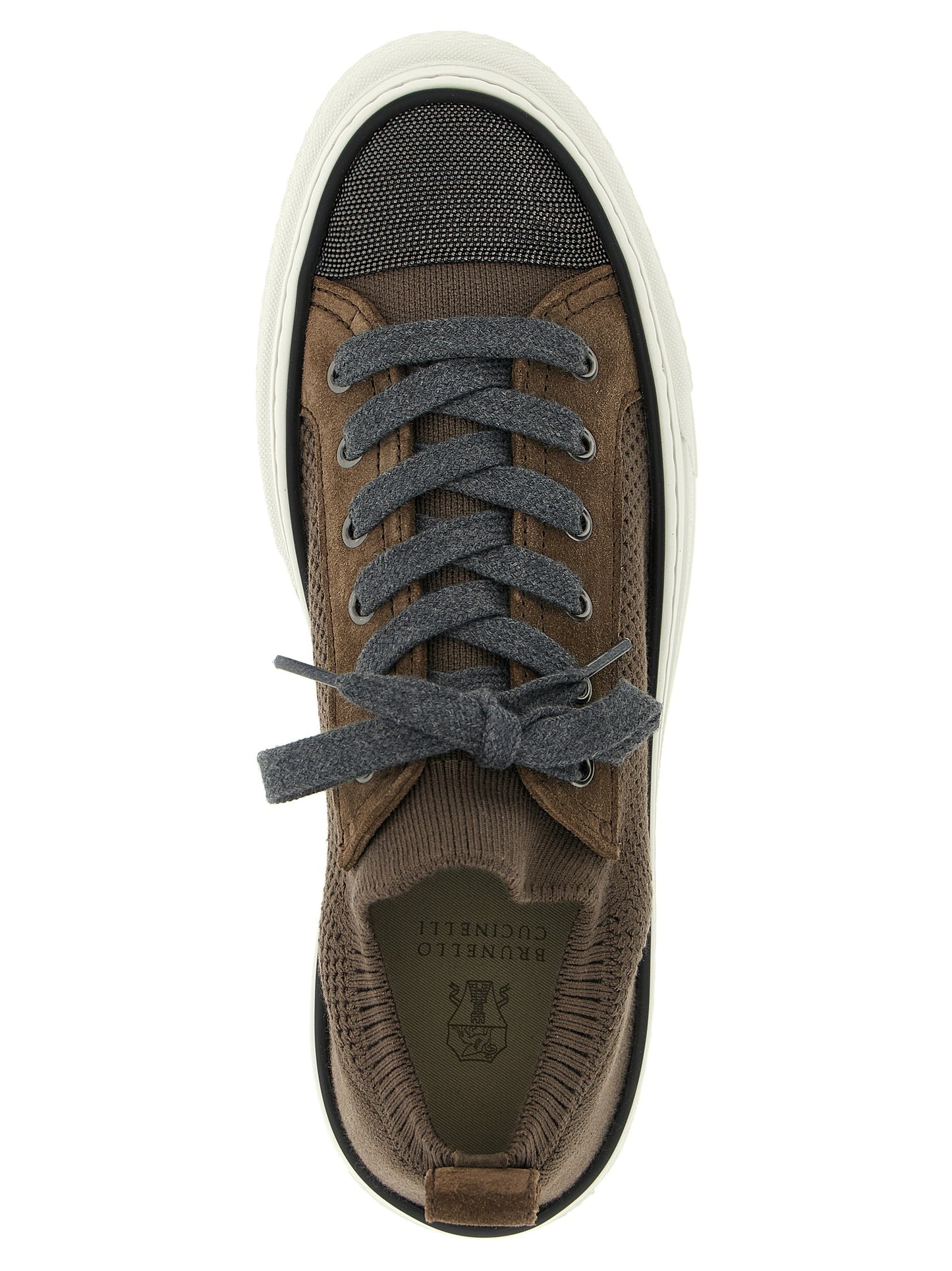 Sneakers by Brunello Cucinelli for women in suede leather & cotton brown presents a impeccable silhouette as Monile Women's Low Top Slip On Suede Leather & Cotton Sneakers, expertly defined by a impeccable low-top slip-on style for a impeccable, high-fashion look.