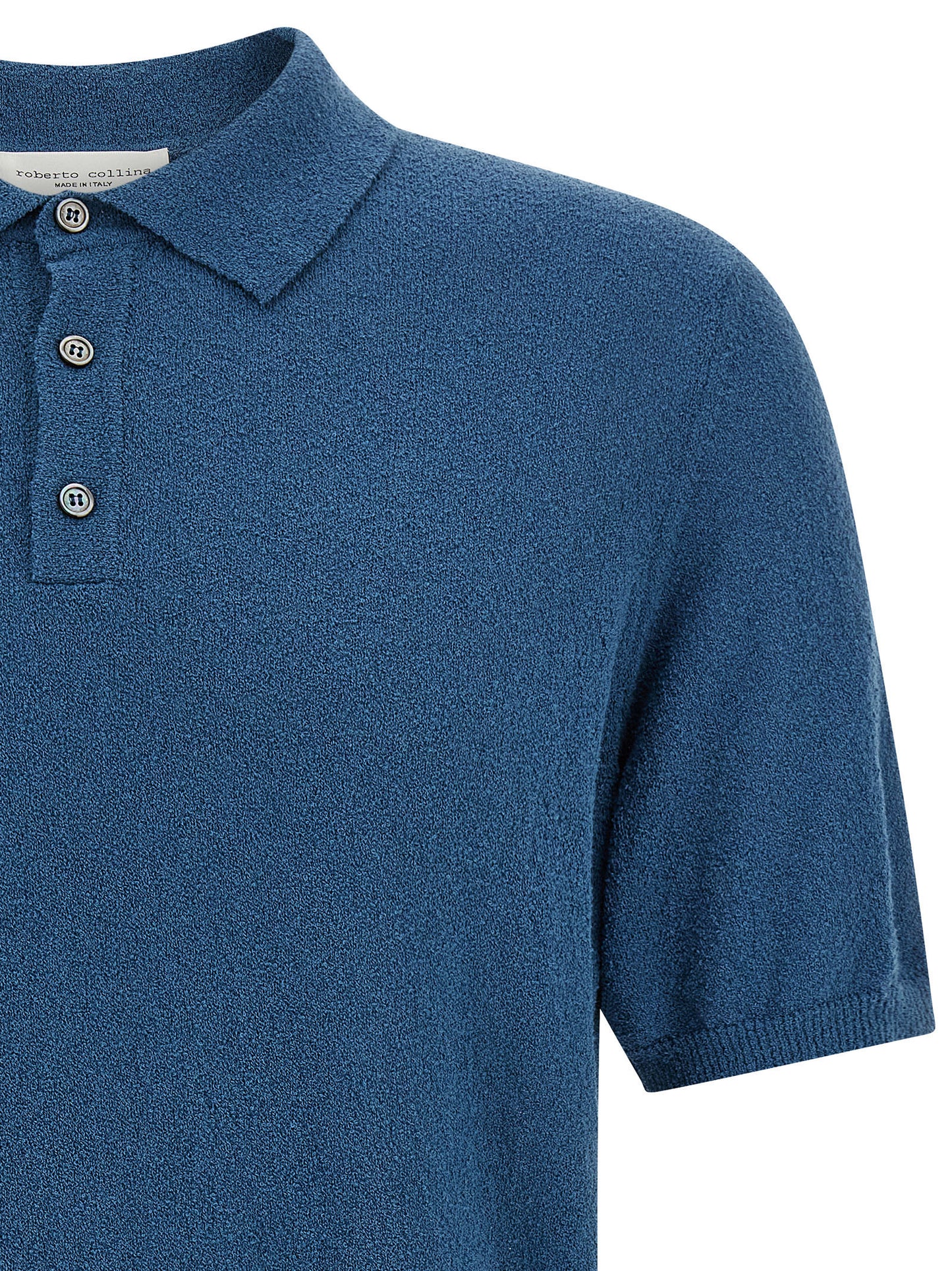 Polo Shirt by Roberto Collina for men in plush cotton & polyamide blue presents a crisp silhouette, artfully detailed with a crisp and crisp .