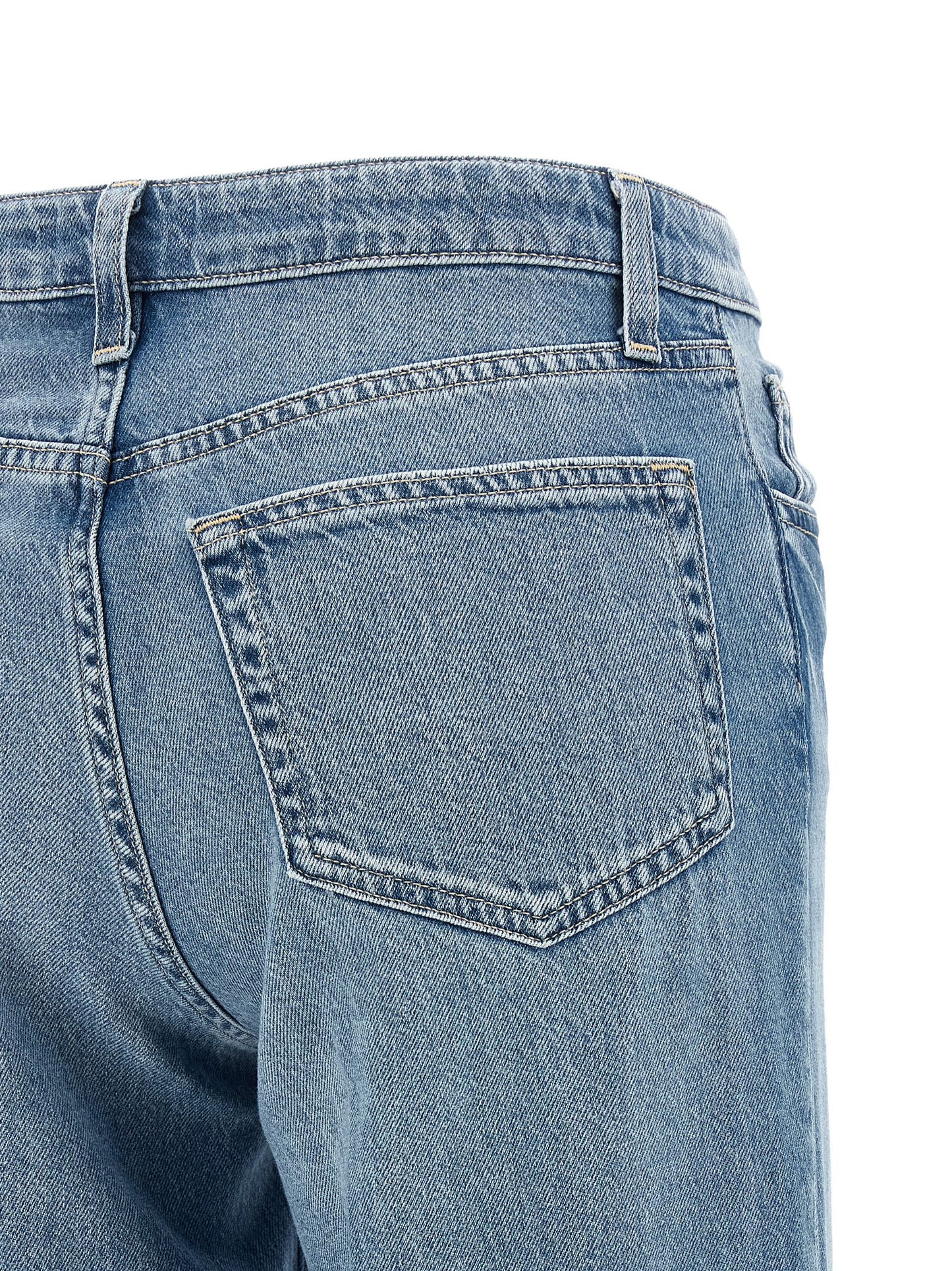 Jeans by L'Agence for women in denim cotton blue features an sartorial straight-leg & wide and long with a low rise cut for a sartorial finish.