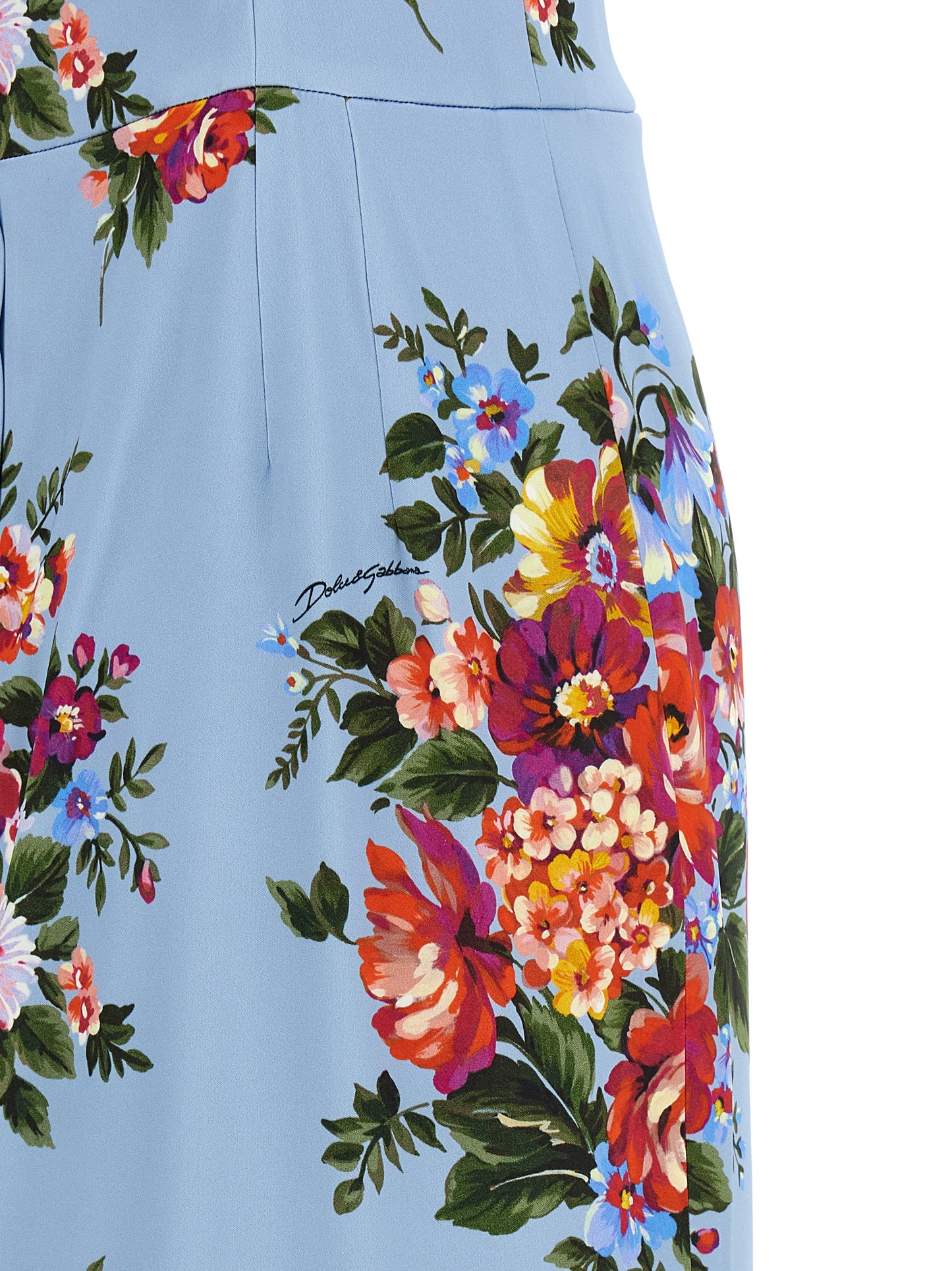Dress by Dolce & Gabbana for women in viscose satin light-blue & print features an magnificent silhouette, artfully detailed with a magnificent and that flows into an magnificent midi.
