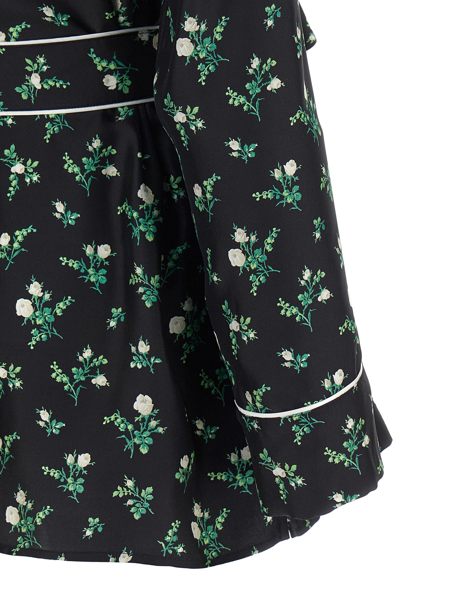 Blouse by Dolce & Gabbana for women in silk twill black, floral & print showcases a sleek silhouette, elegantly detailed with a sleek and for a sleek finish.