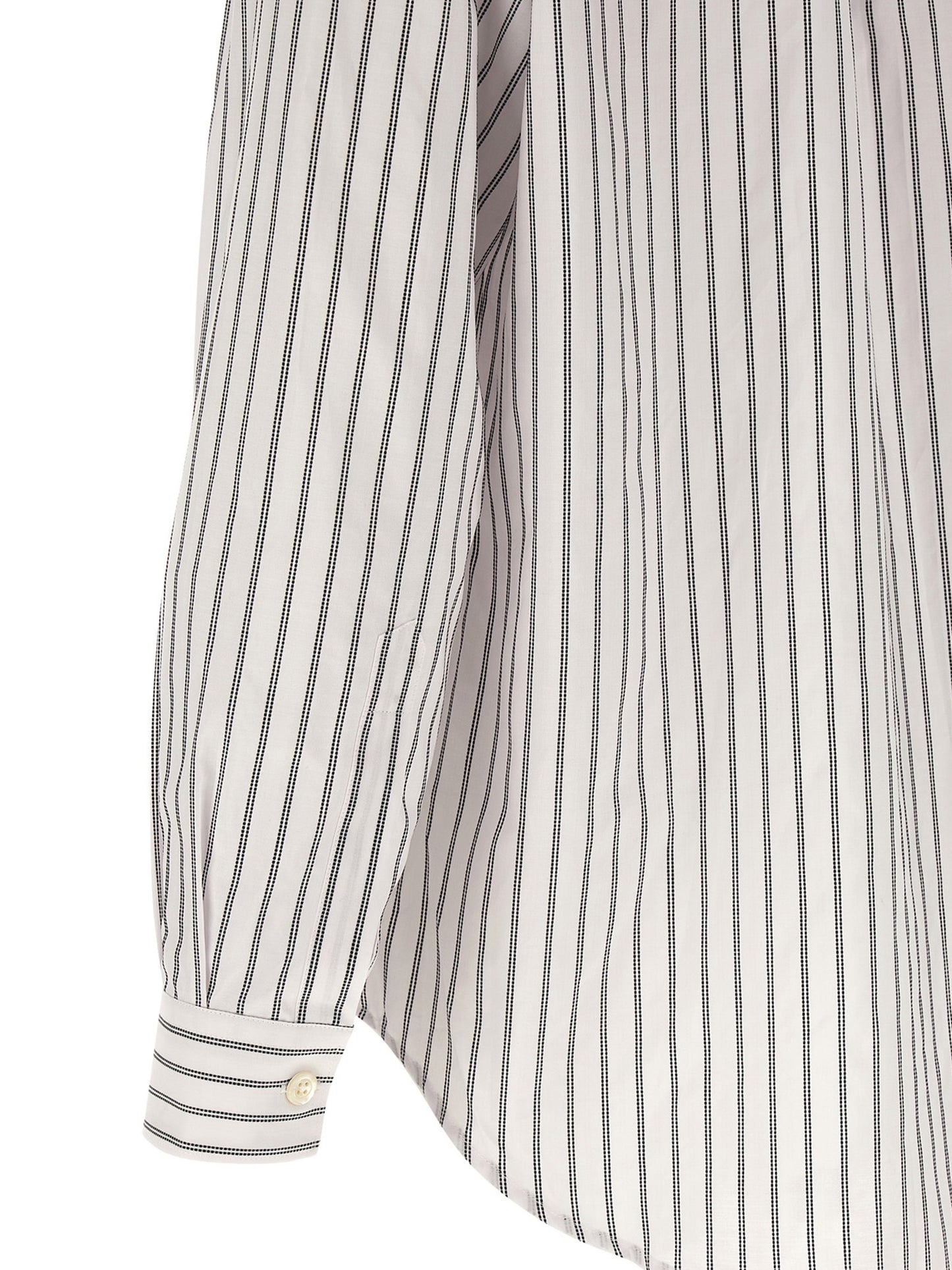 Shirt by Namacheko for men in cotton canvas bicolour, black, pearl, white, jacquard & striped, featuring a nuanced and nuanced for a sophisticated finish.
