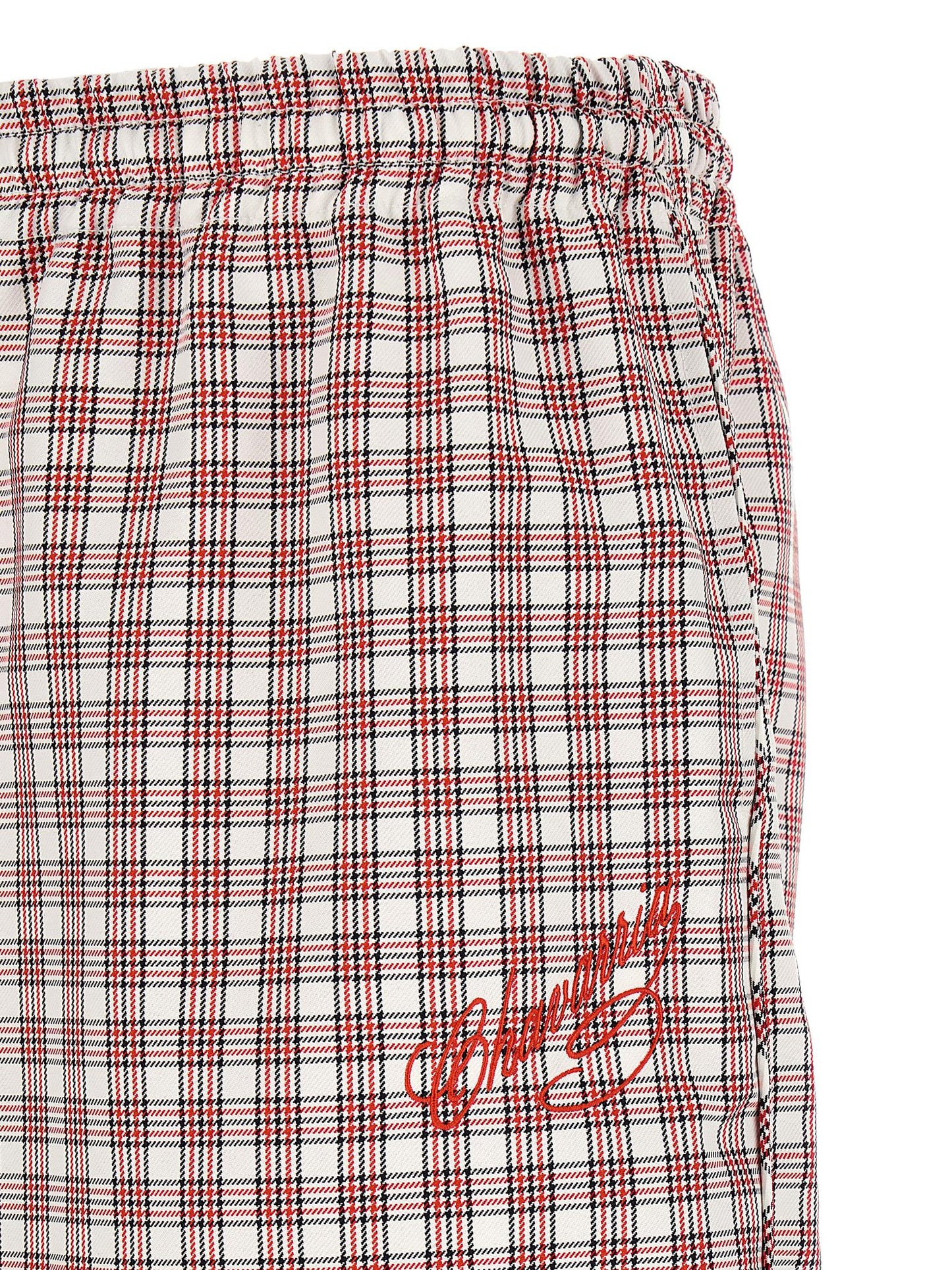 Casual Pants by WILLY CHAVARRIA for men in polyester multicolor, red & checkered features a refined silhouette with a refined straight & wide, defined by a and a refined long for a refined finish.