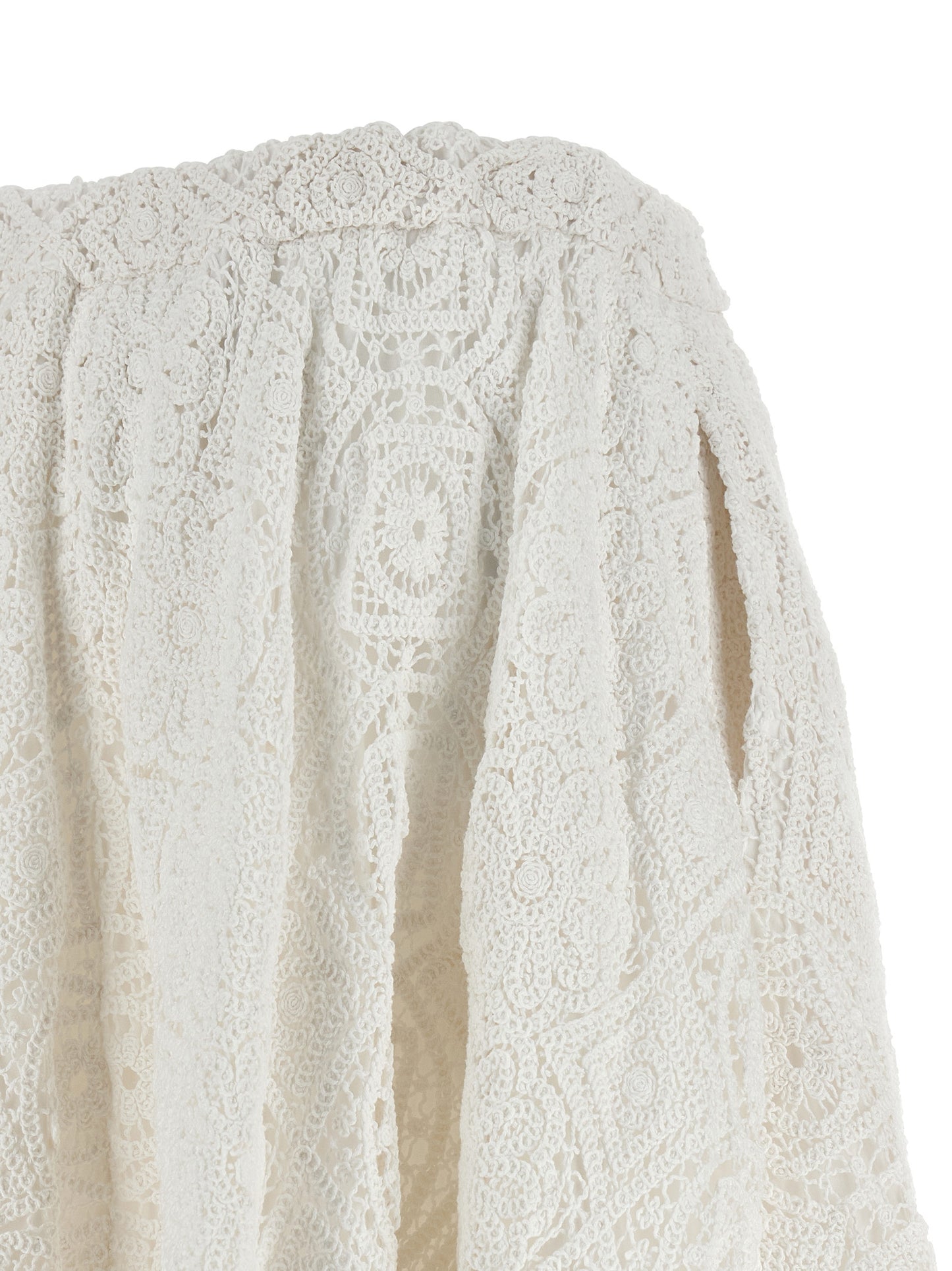 Skirt by Comme Des Garçons for women in cotton white features an relaxed-yet-refined silhouette that elegantly showcases the Women's Flared Cotton Skirt design and sophisticated midi.