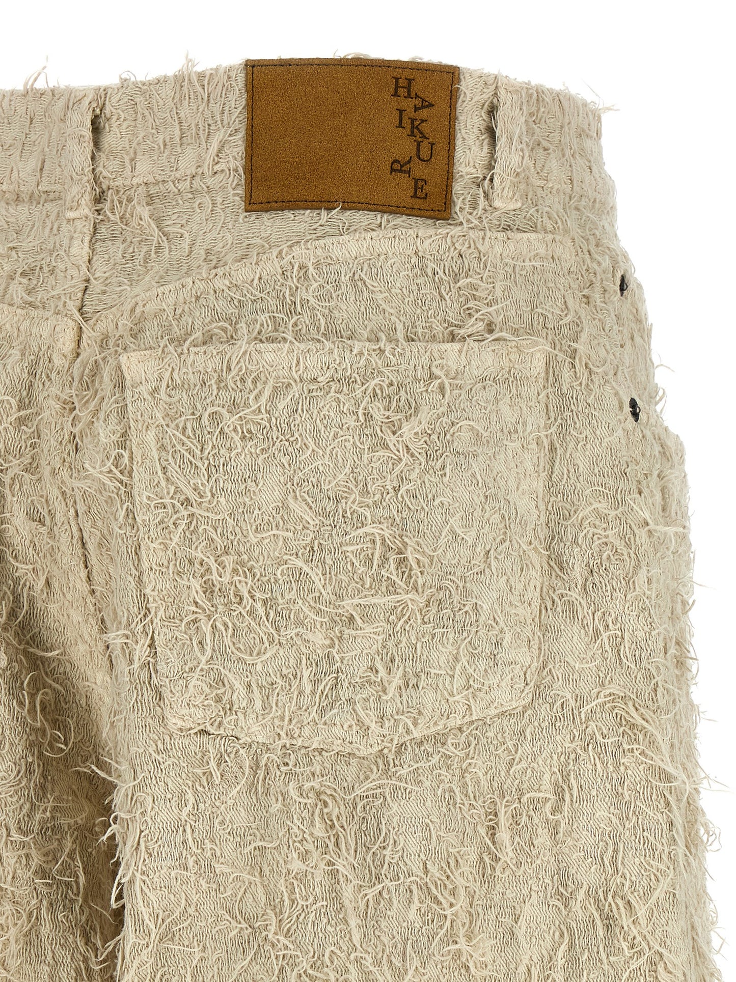 Denim Shorts by Haikure for women in denim cotton & fur beige features an stylish relaxed-fit & wide with a short and , showcasing an stylish silhouette for a premium, high-fashion look.