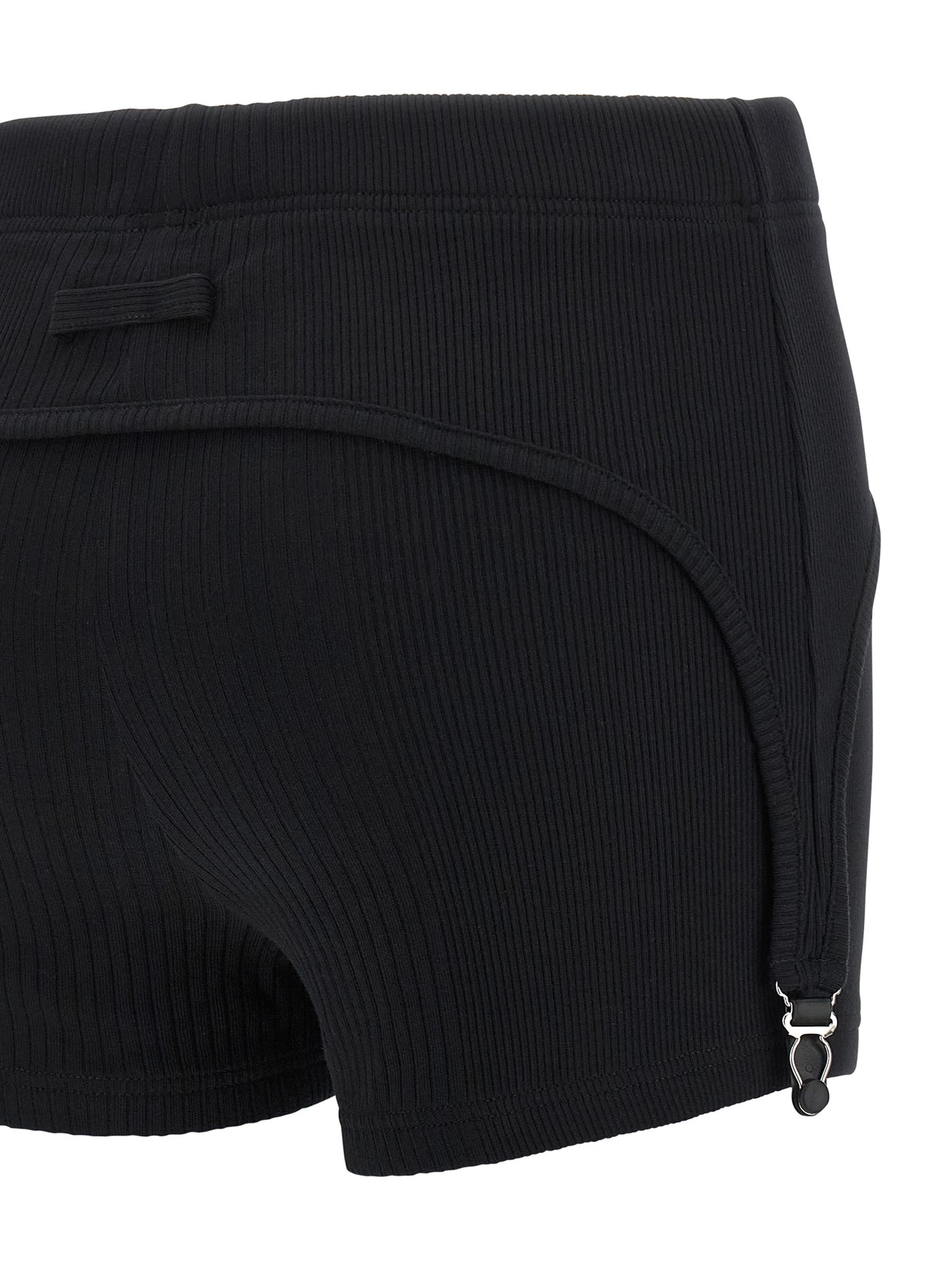 Bermuda Shorts by Jean Paul Gaultier for women in cotton black presents a contemporary silhouette, showcasing a contemporary with a refined short and elegant .