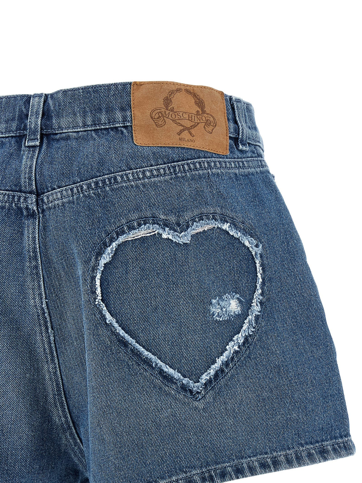 Moschino Heart Women's Denim Cotton Shorts - Blue
