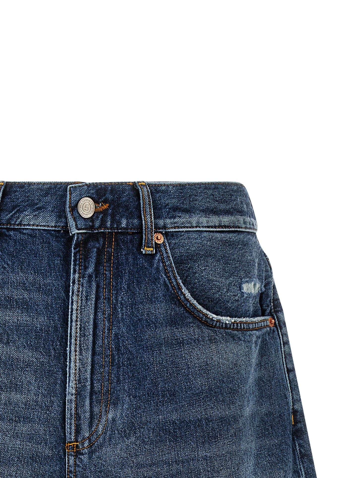 Department 5 Men's Wide Denim Cotton Shorts - Blue