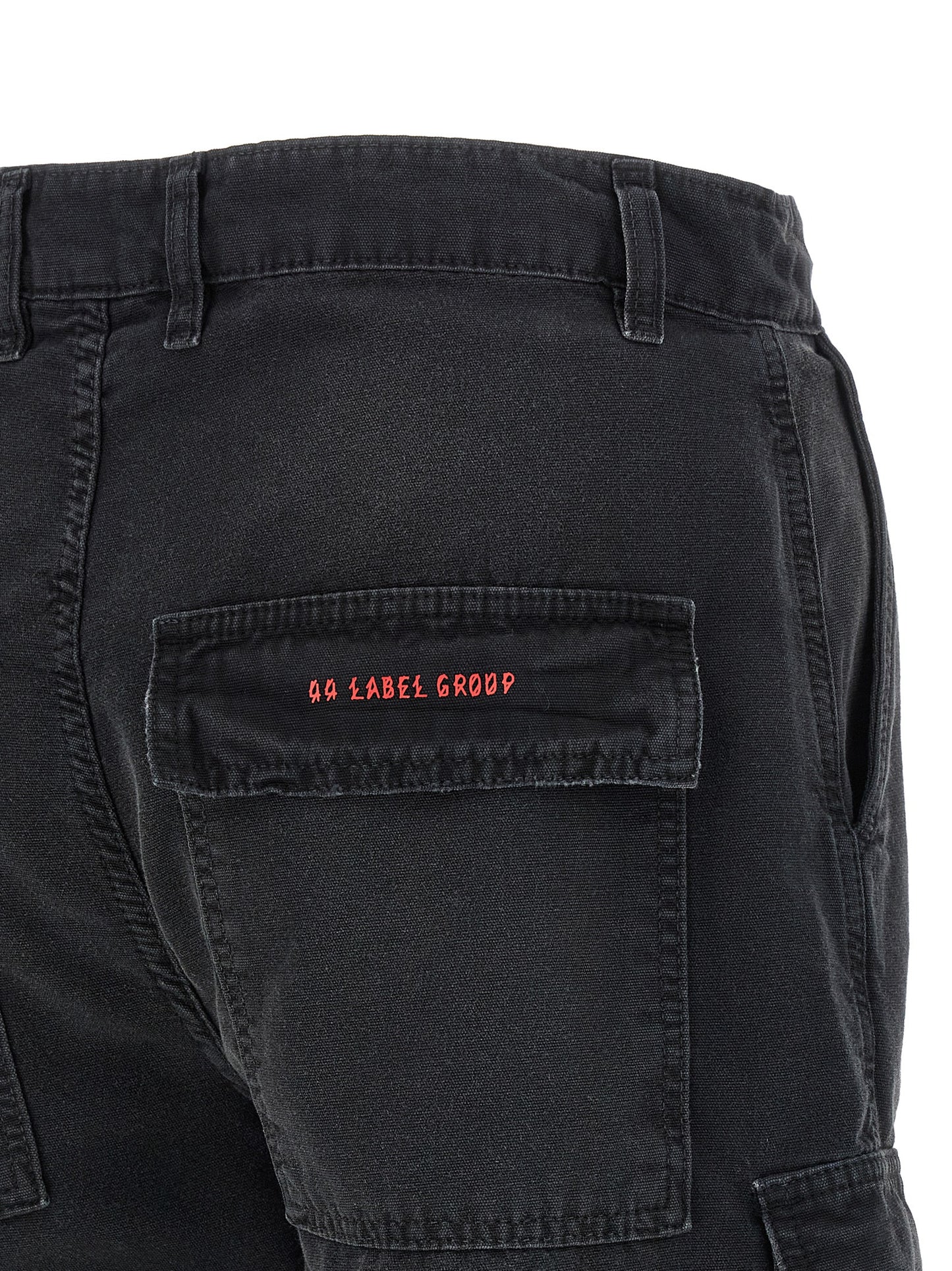 44 Label Group Men's Wide Denim Cotton Shorts - Black Signature Print