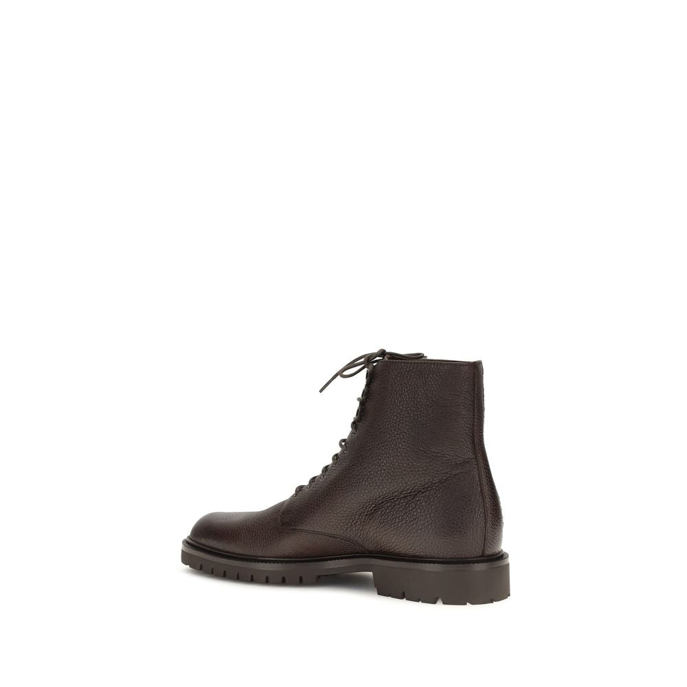 Lace-Up Ankle Boots by Brunello Cucinelli for men in bos taurus calf leather brown features an enchanting design from the Men's Bos Taurus Calf Leather Lace-Up Ankle Boots collection, highlighting a enchanting and round toe style for a refined look.