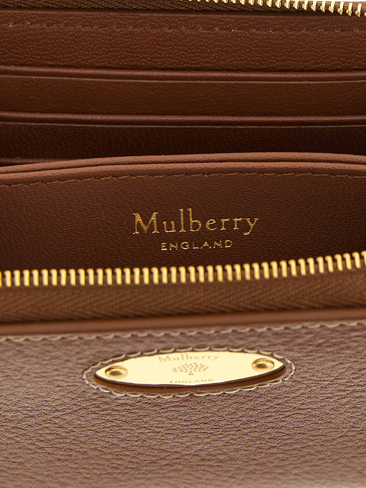 Mulberry Leather & Metal Cardholder Card Case - Brown Signature