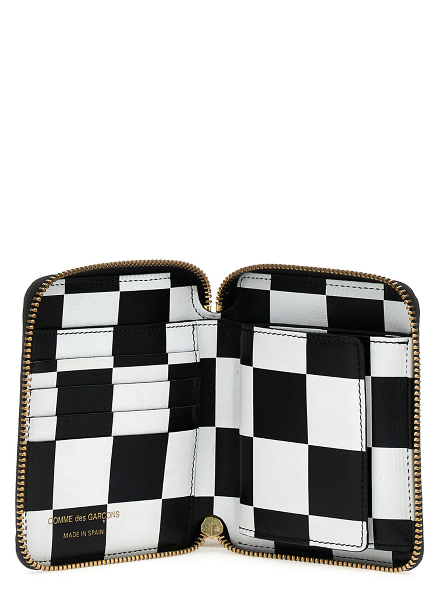 Cardholder Card Case by Comme Des Garçons for unisex in calfskin leather black & print features a sleek silhouette, showcasing the sleek design of the Calfskin Leather Cardholder Card Case with functional card-organization compact-design for a premium look.