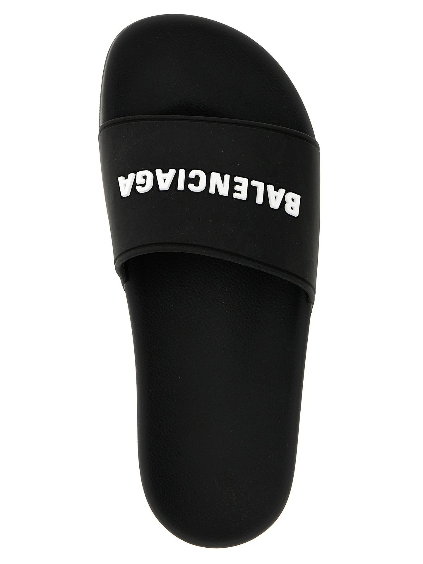 Sliders Sandals Flat Shoes by Balenciaga for women in thermoplastic polyurethane bicolour, black & white presents a effortless chic silhouette, showcasing the Women's Thermoplastic Polyurethane Sliders Sandals Flat Shoes design with a effortless chic and for a sophisticated look.