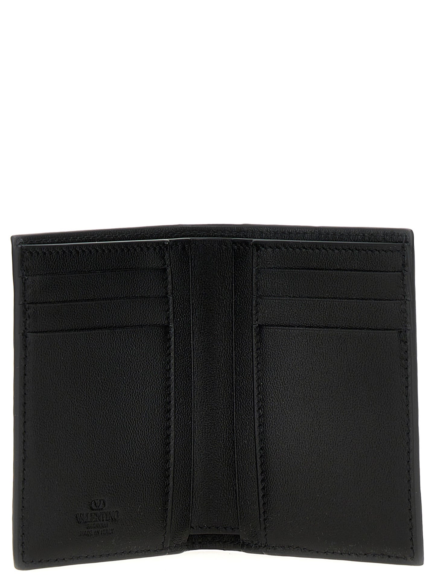 Cardholder Card Case by Valentino Garavani for men in ostrich leather black & signature features an meticulous design, elegantly showcasing the refined V Logo Ostrich Leather Cardholder Card Case aesthetic while integrating sophisticated card-organization.
