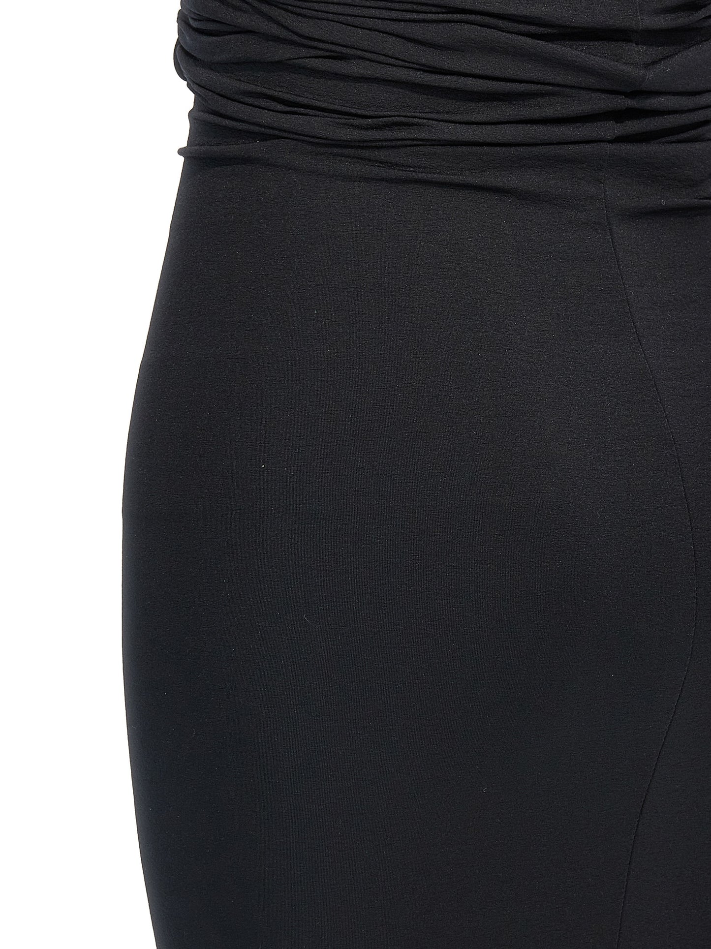 Dress by Rick Owens for women in stretch nylon black features an sultry silhouette defined by a and , falling to an sultry short mini for a sultry look.