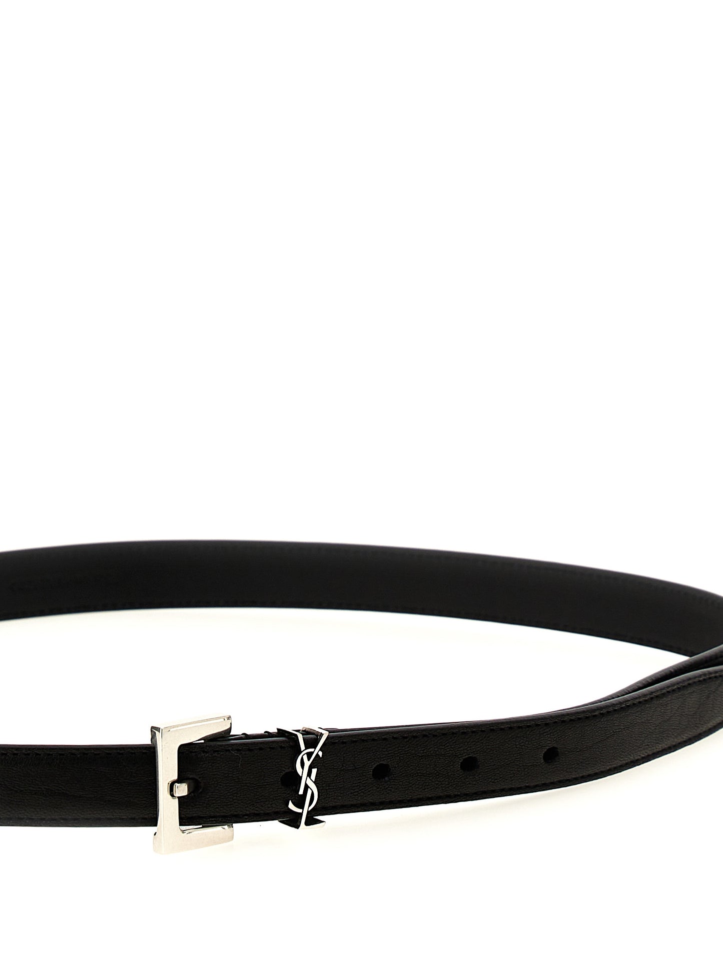 Belt by Saint Laurent for men in leather & metal black features an artisanal silhouette, showcasing the artisanal craftsmanship of the Leather & Metal Belt collection for a artisanal finish.