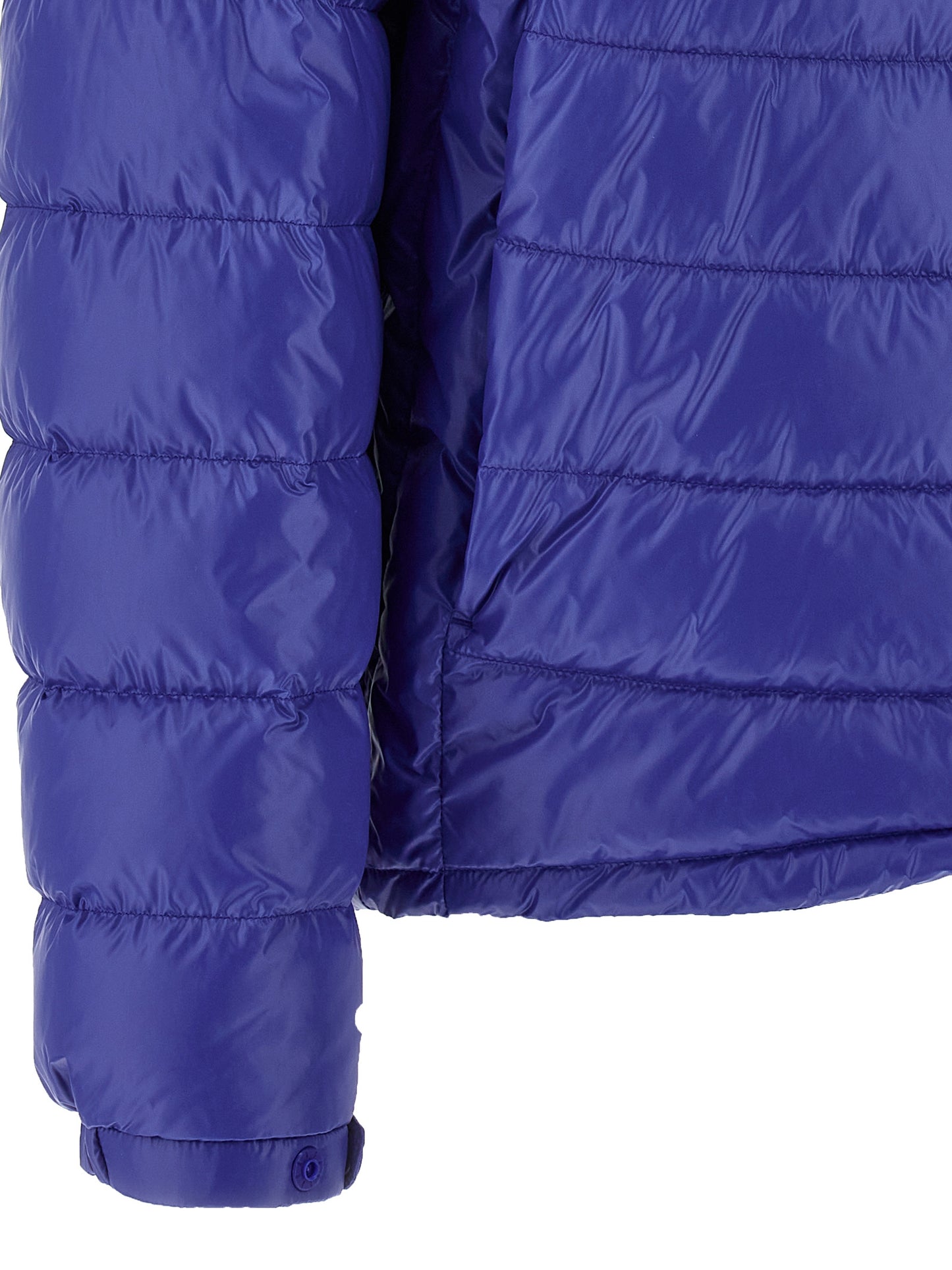 Hooded Overcoat by Moncler for men in nylon felt blue features a cosy chic silhouette, artfully detailed with a sophisticated and premium pockets, hooded & insulated for a cosy chic finish.