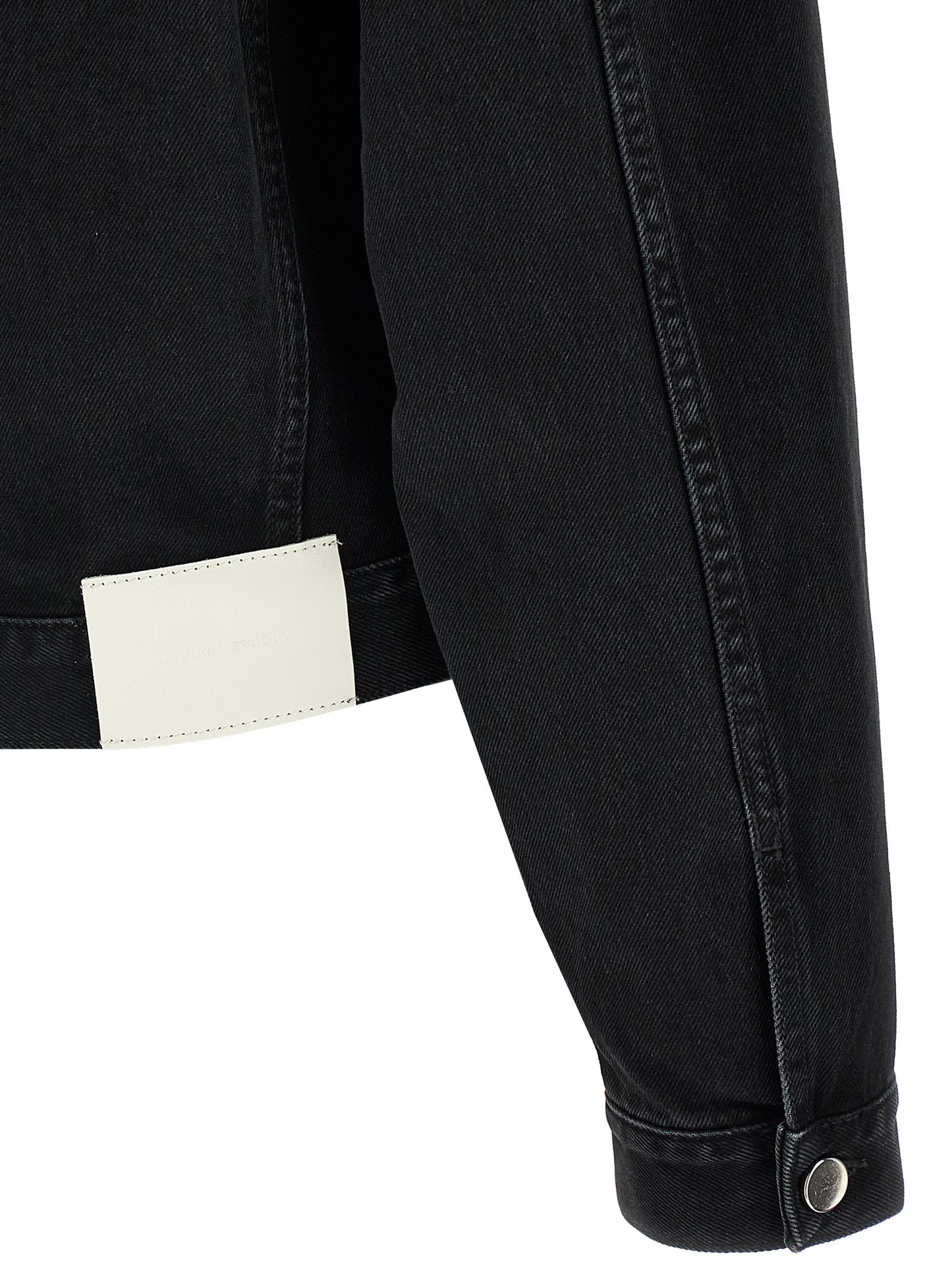 Trucker Jacket by Loulou De Saison for women in organic denim cotton & leather black features an on trend silhouette, showcasing refined and a sophisticated for a truly on trend finish.