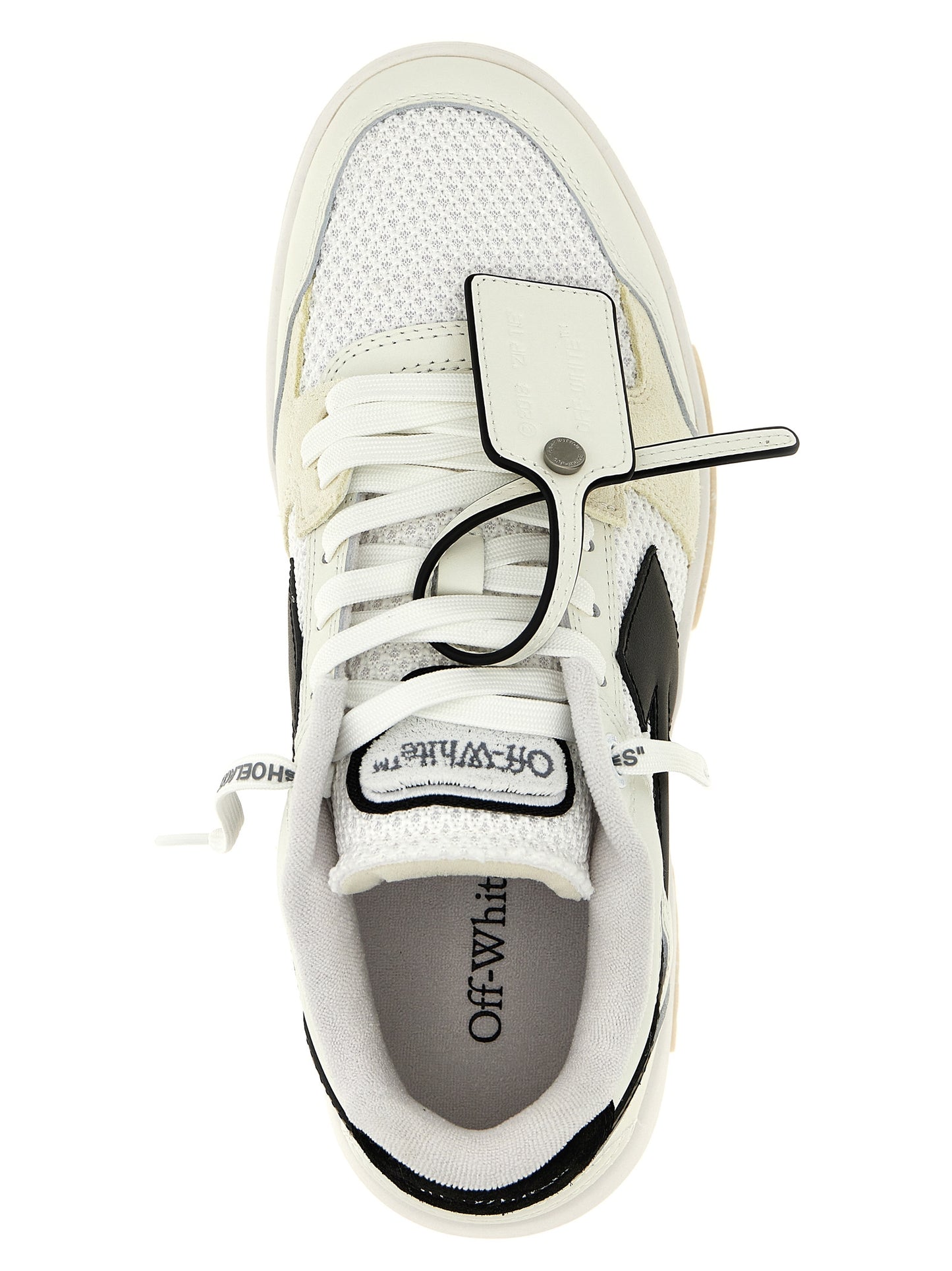 Athletic Sneakers by Off-White for men in polyester suede leather bicolour, black & white presents a sleek silhouette, perfectly capturing the athletic style essence of Men's Athletic Polyester Suede Leather Sneakers with its sleek design and premium finish.