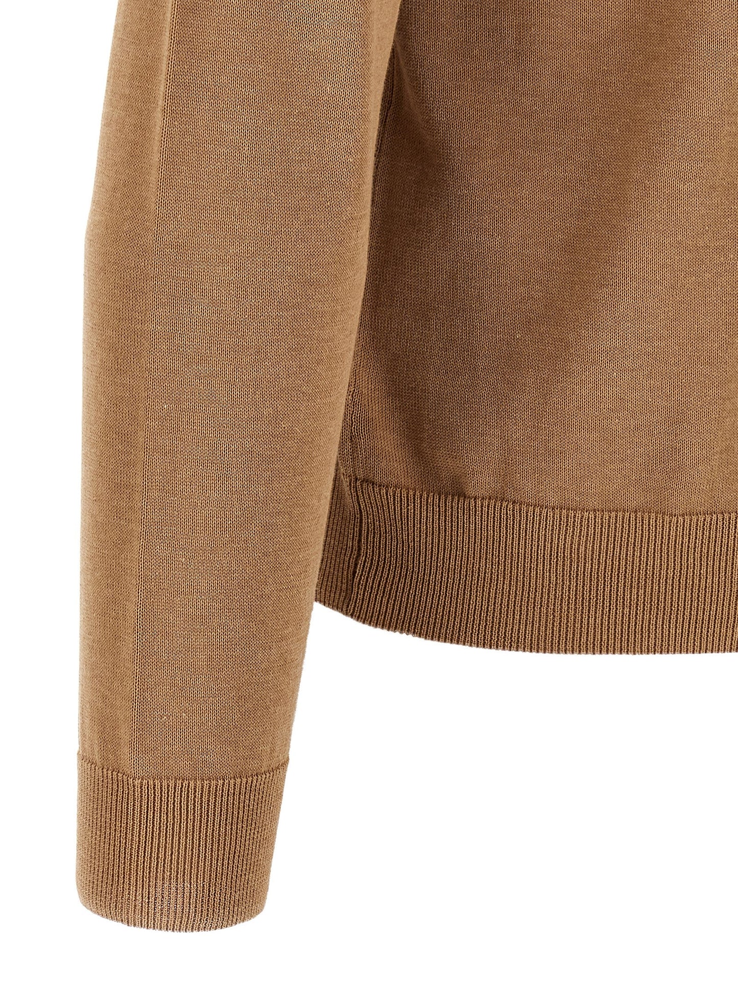 Cardigan by ZANONE for men in cotton beige features a dramatic silhouette, showcasing a sophisticated and dramatic detail for a timeless, premium look.