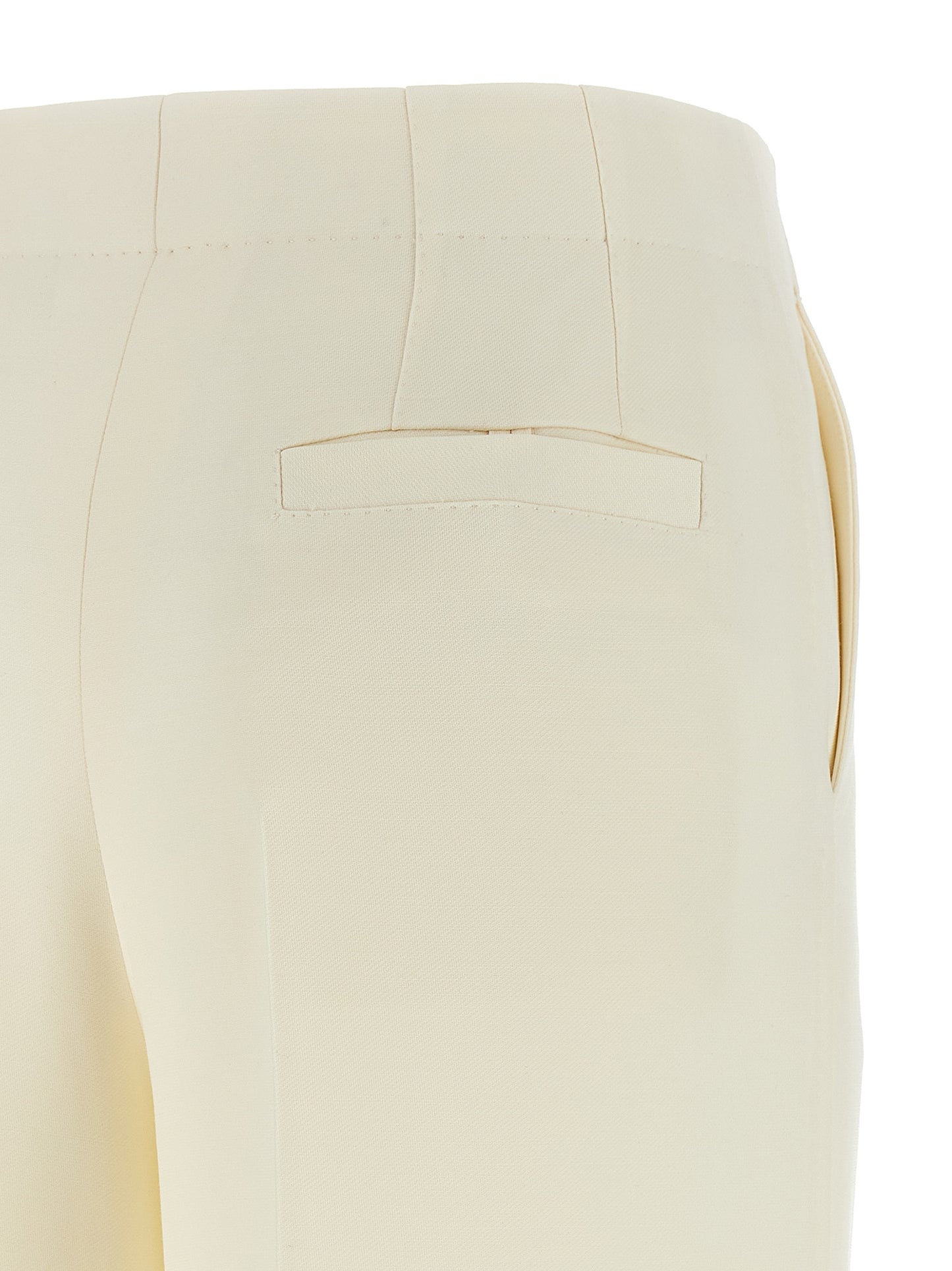 Trousers by Brioni for women in wool & silk white features a artisanal silhouette, showcasing a sophisticated straight-leg & wide with a long and for a artisanal finish.