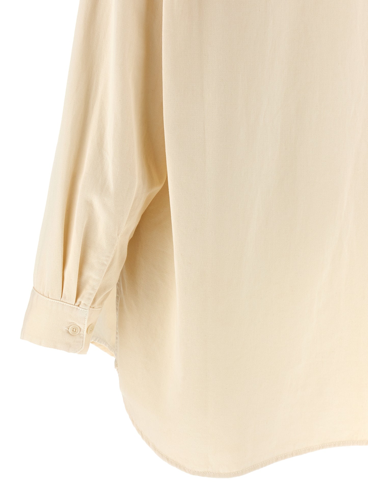 Blouse by Lemaire for women in cotton canvas white showcases a sharp silhouette, elegantly detailed with a sharp and sharp .