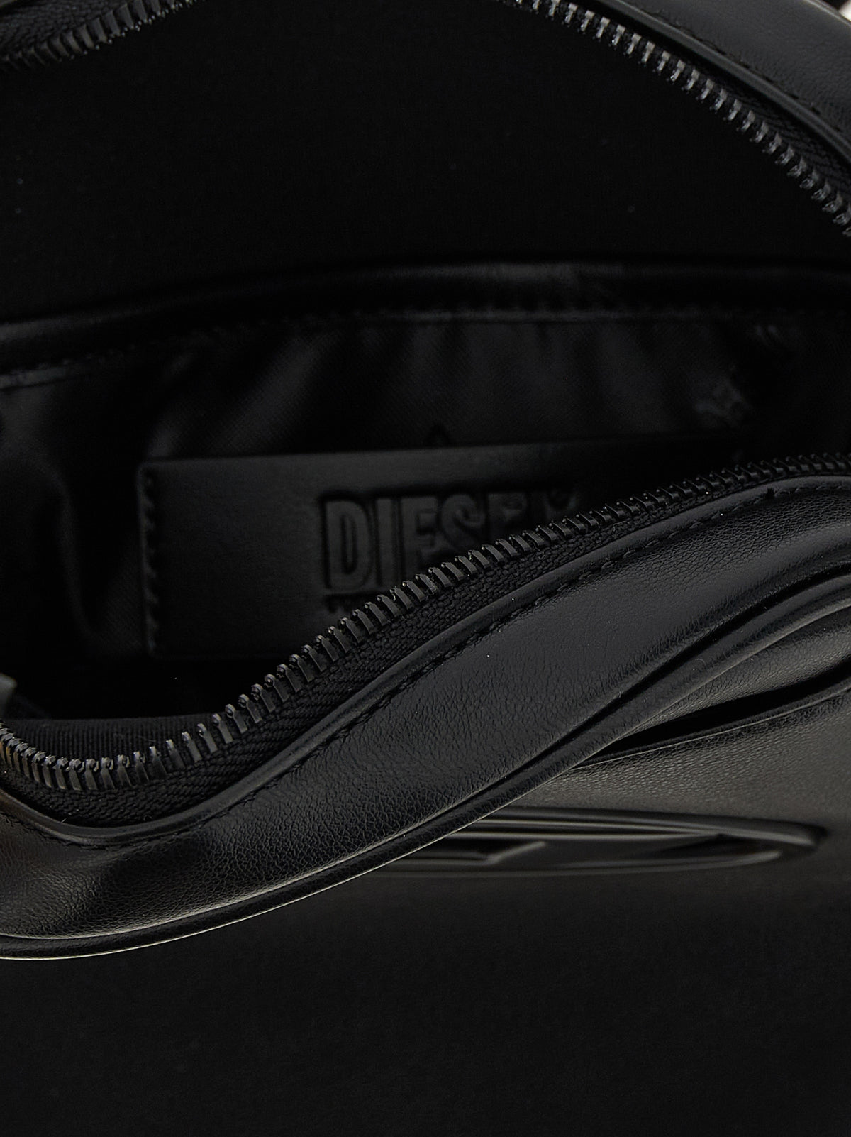 Diesel Holi D Polyurethane Leather Crossbody Oval Handbag - Black Signature