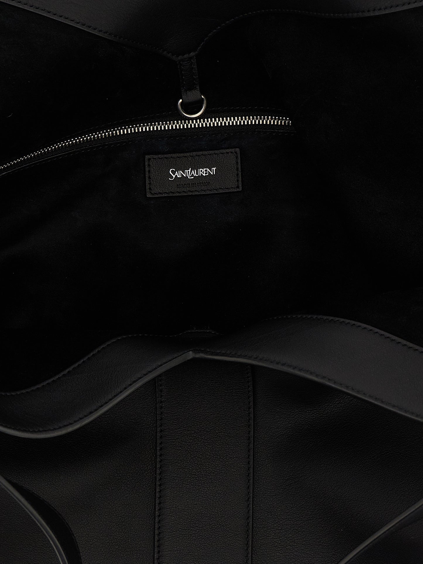 Large Shopper Tote Bag by Saint Laurent for men in suede calfskin leather black showcases a urban-chic Suede Calfskin Leather Large Shopper Tote Bag design, featuring a secure snap & hook, ample , and versatile handle for a urban-chic finish.