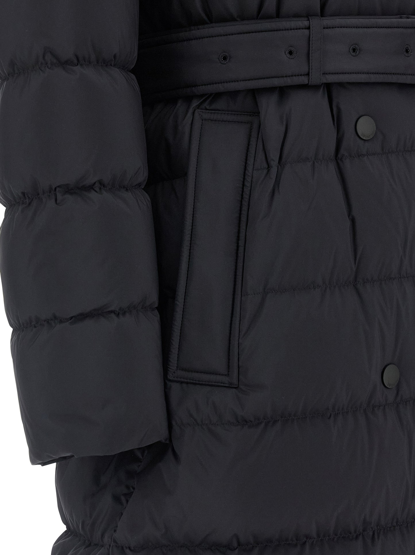 Burberry Women's Quilted Padded Double Breasted Polyamide Hooded Trench Coat - Black