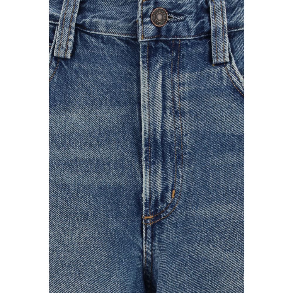 Jeans by Agolde for women in denim cotton blue features a polished silhouette with a polished relaxed-fit & oversized, reaching a polished long and finished with a polished mid rise.