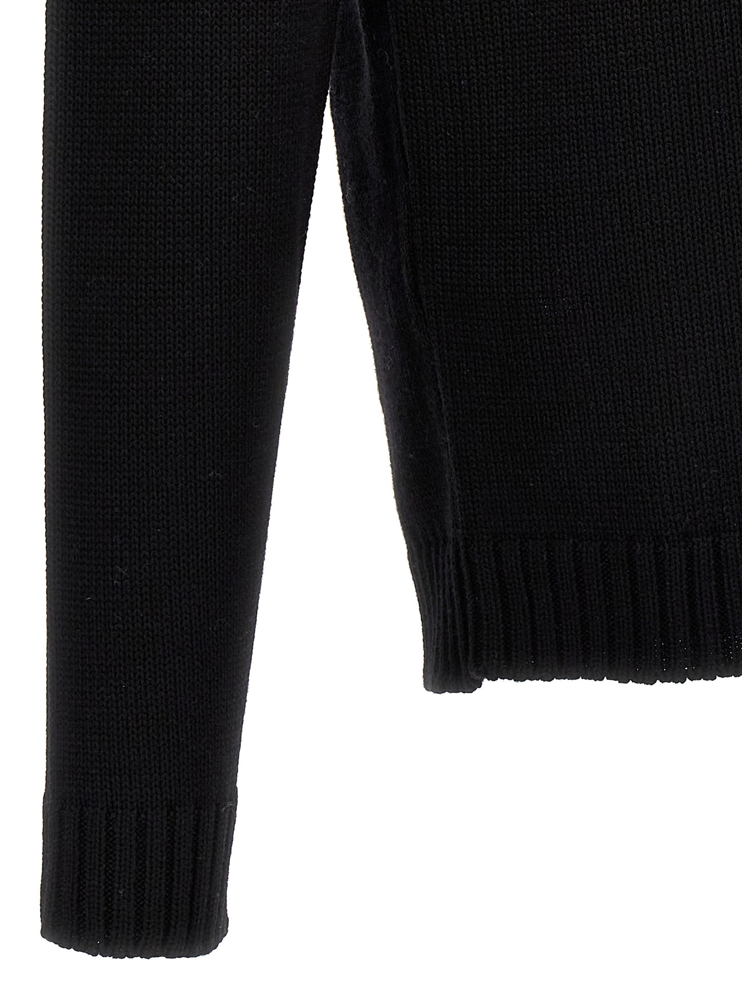 ZANONE Men's Turtleneck Virgin Wool Cardigan - Black