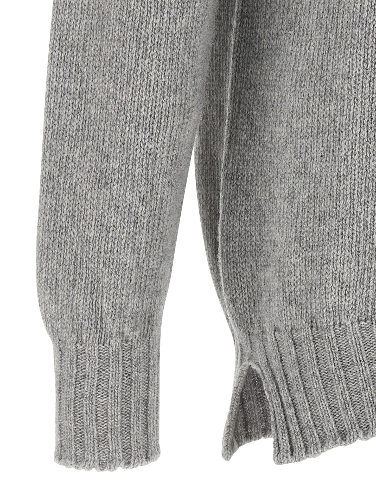 MA'RY'YA Men's Crew Neck Cashmere Modacrylic & VIrgin Wool Cardigan - Gray