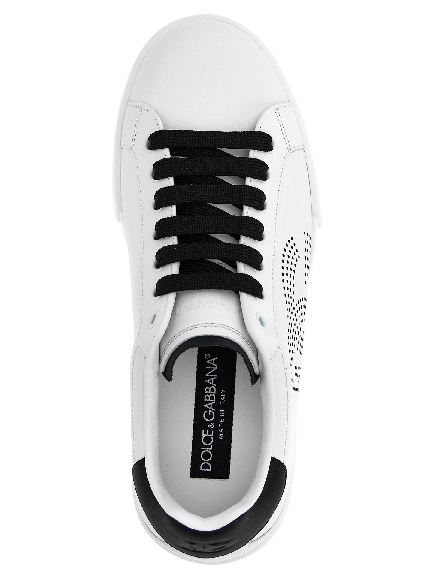 Sneakers by Dolce & Gabbana for men in bos taurus calfskin leather bicolour, black & white presents a on trend silhouette from the Men's Low Top Bos Taurus Calfskin Leather Sneakers collection, showcasing a on trend low-top style for an elevated aesthetic.