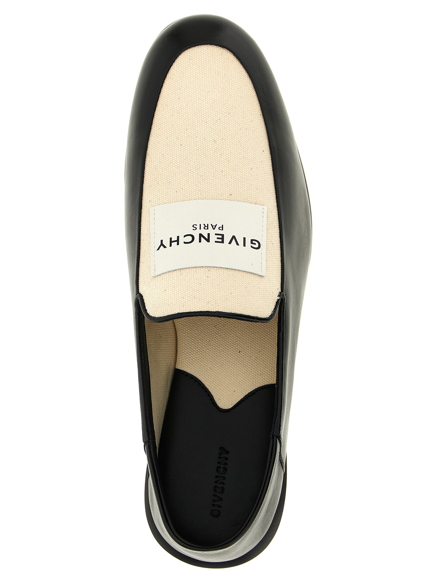 Flat Loafer Slip-On Shoes by Givenchy for women in cotton canvas & lamb leather black features an dynamic silhouette from the Women's Cotton Canvas & Lamb Leather Flat Loafer Slip-On Shoes collection, defined by a dynamic and flat for a dynamic look.