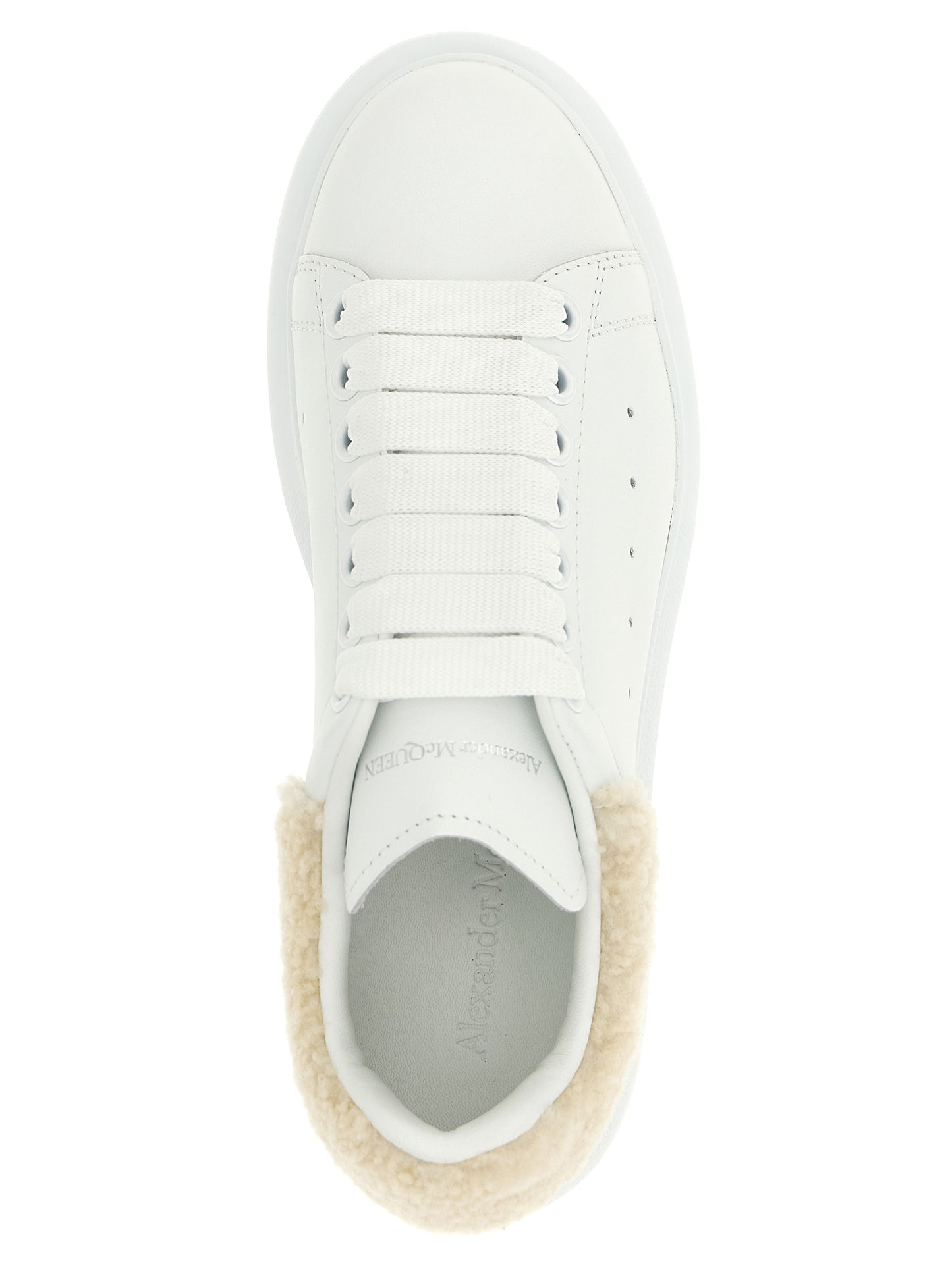 Sneakers by Alexander McQueen for women in calfskin leather beige features an fashionable silhouette, showcasing the premium Women's Chunky Calfskin Leather Sneakers in a fashionable chunky style that offers a fashionable finish for refined style.
