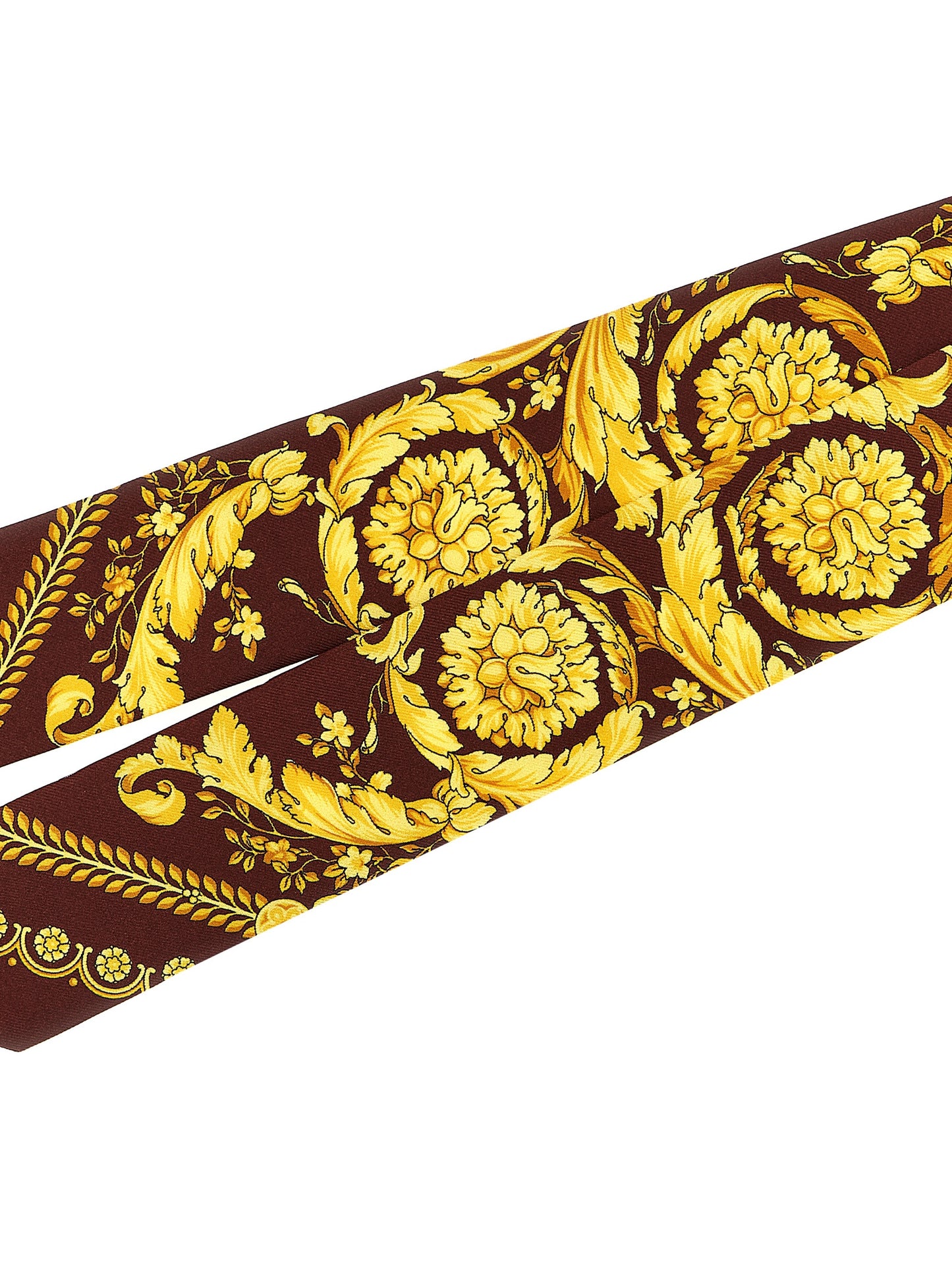 Scarf by Versace for women in silk twill multicolor, signature & print presents a cosy silhouette, artfully capturing the sophisticated design and premium aesthetic of the Silk Twill Scarf.