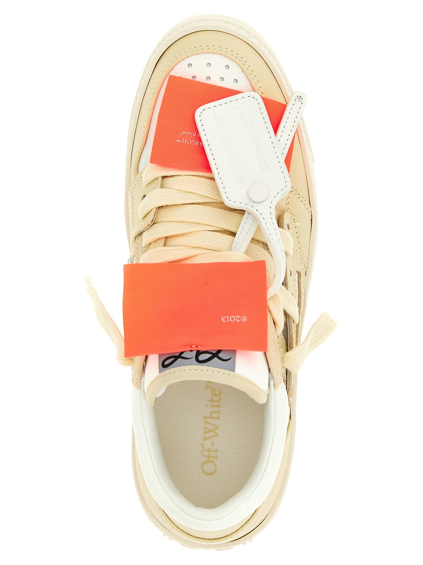 Sneakers by Off-White for women in polyester rubber leather beige & white features an timeless silhouette from the Women's Low Top Polyester Rubber Leather Sneakers collection, showcasing a signature low-top style with an timeless finish.