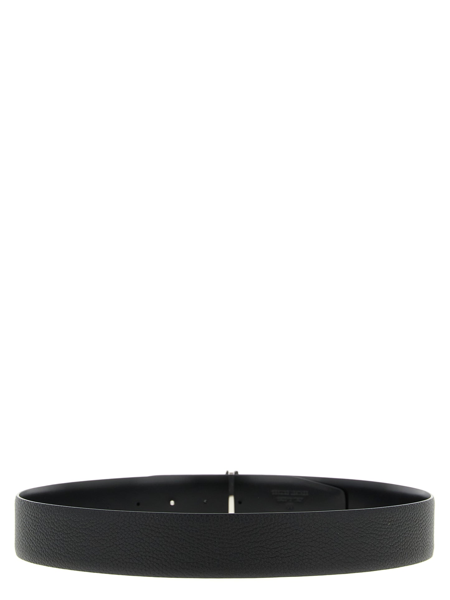 Belt by Tom Ford for men in calfskin leather black & silver features a versatile silhouette, artfully showcasing the versatile design of the Calfskin Leather Belt for a sophisticated, premium finish.