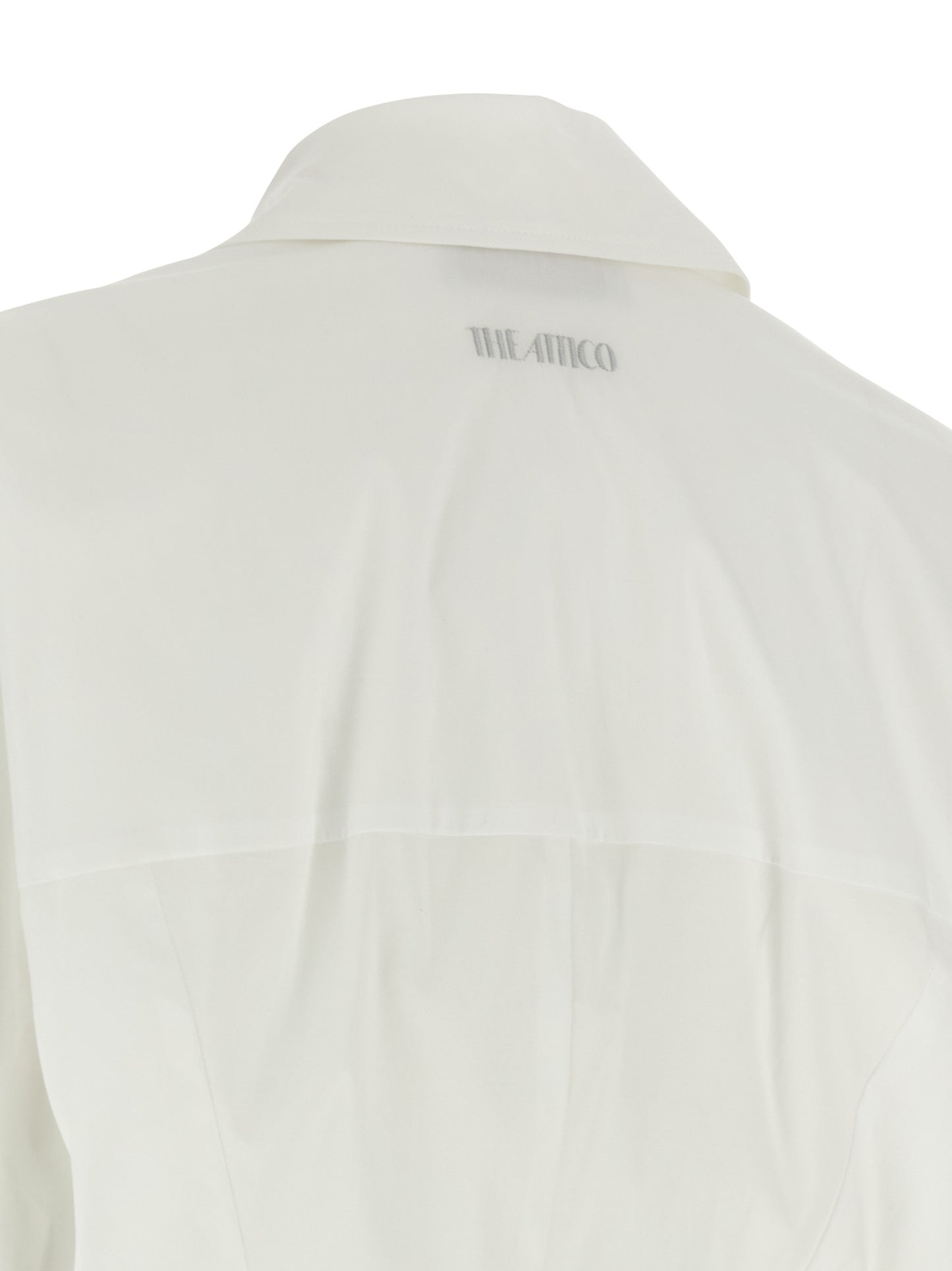 Dress by The Attico for women in stretch cotton white presents a sinuous silhouette, showcasing a sophisticated and detailed with a sinuous short mini for a refined finish.