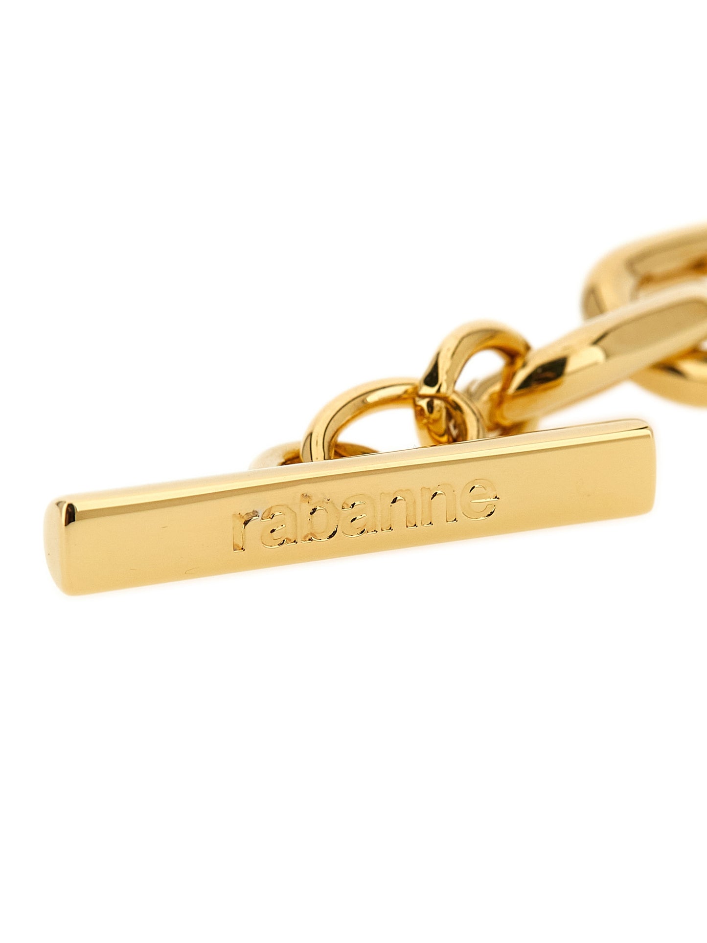 Necklace by Paco Rabanne for women in stretch denim cotton multicolor showcases a luminous chain pendant statement necklace design that defines the elegant Women's Aluminium & Brass Necklace.