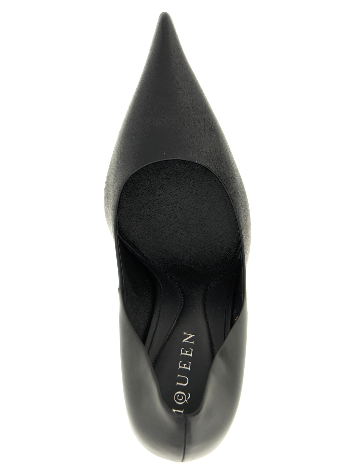 High-Heel Stiletto Pumps Heels by Alexander McQueen for women in calfskin leather and black showcases a effortlessly elegant silhouette as Women's Calfskin Leather High-Heel Stiletto Pumps Heels, featuring a effortlessly elegant stiletto high-heel and a effortlessly elegant pointed toe style for an elegant look.