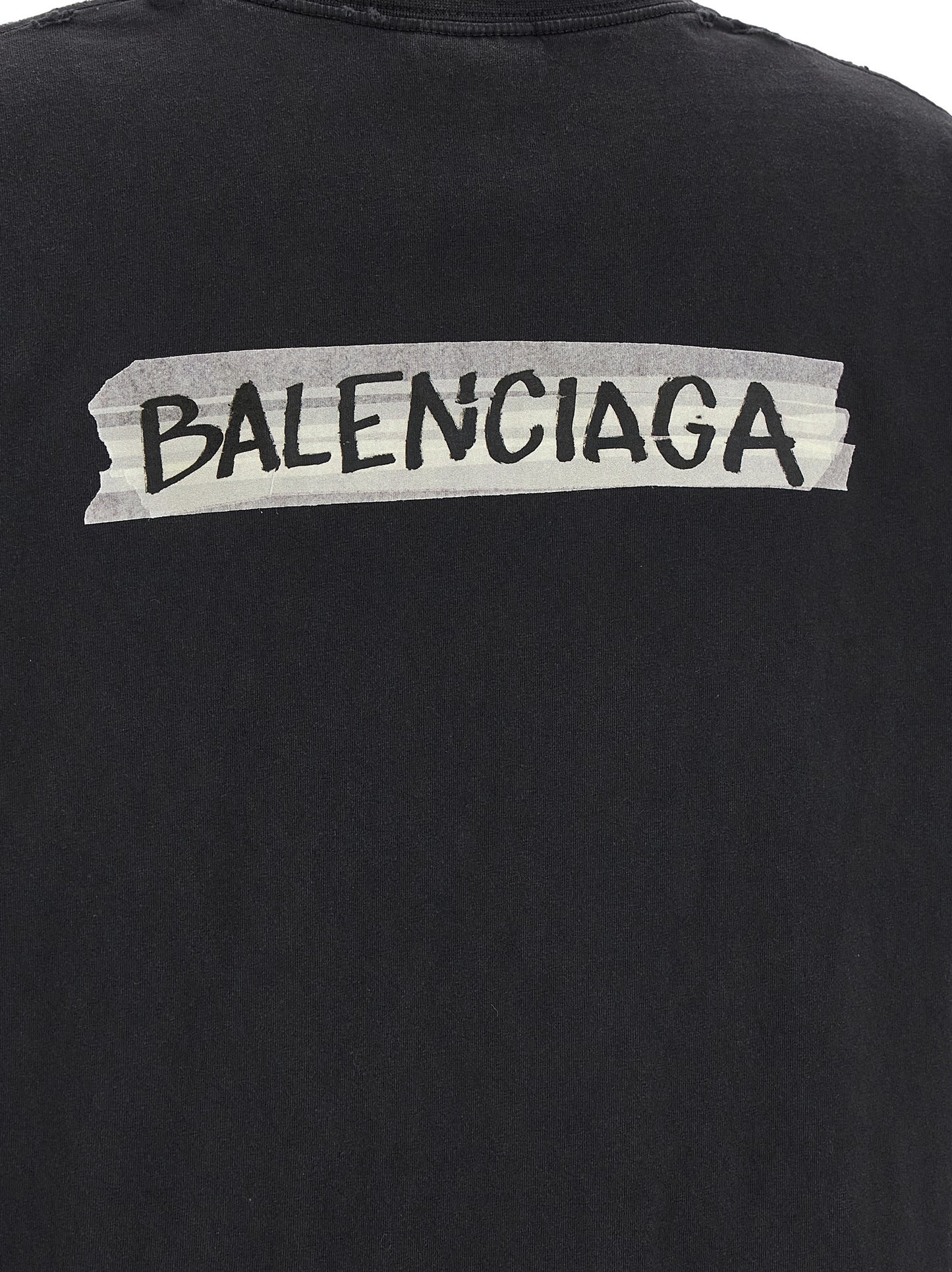 T-Shirt by Balenciaga for women in cotton black & print features an on trend silhouette, perfectly showcasing a on trend and for an elevated aesthetic.